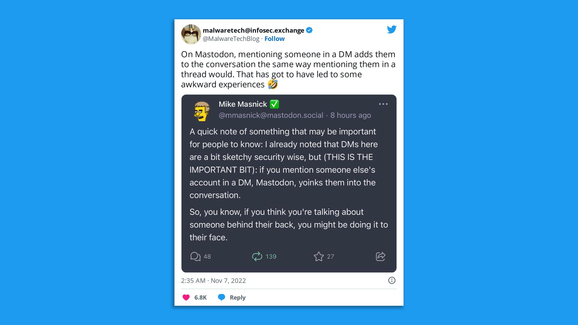 Screenshot of a tweet