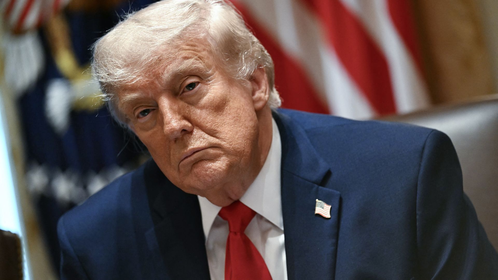 US President Donald Trump looks on during a cabinet meeting in the Cabinet Room of the White House in Washington, DC, on May 27, 2026. (Photo by Kent NISHIMURA / AFP via Getty Images)
