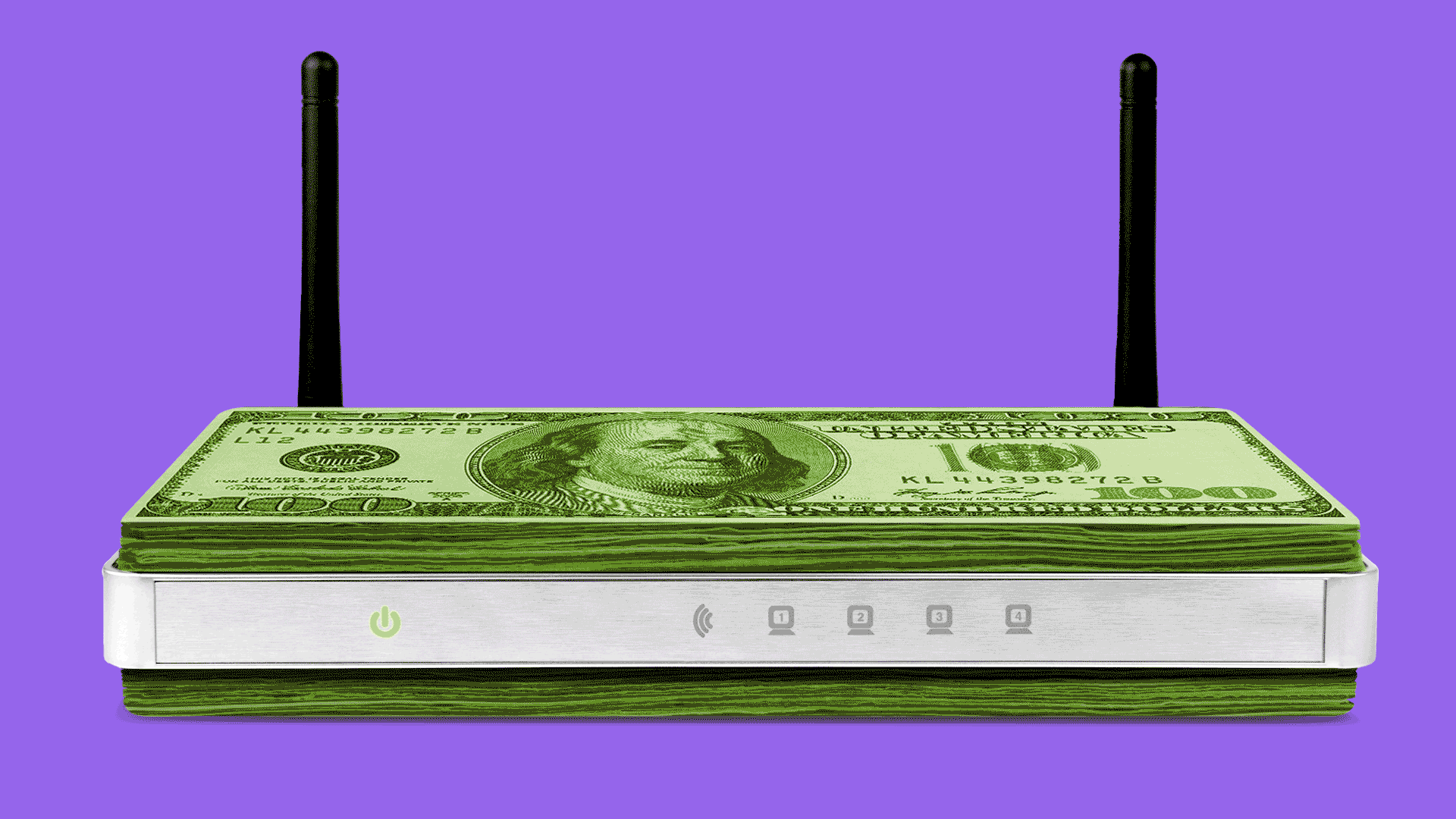 Illustration of a router made out of stack of money