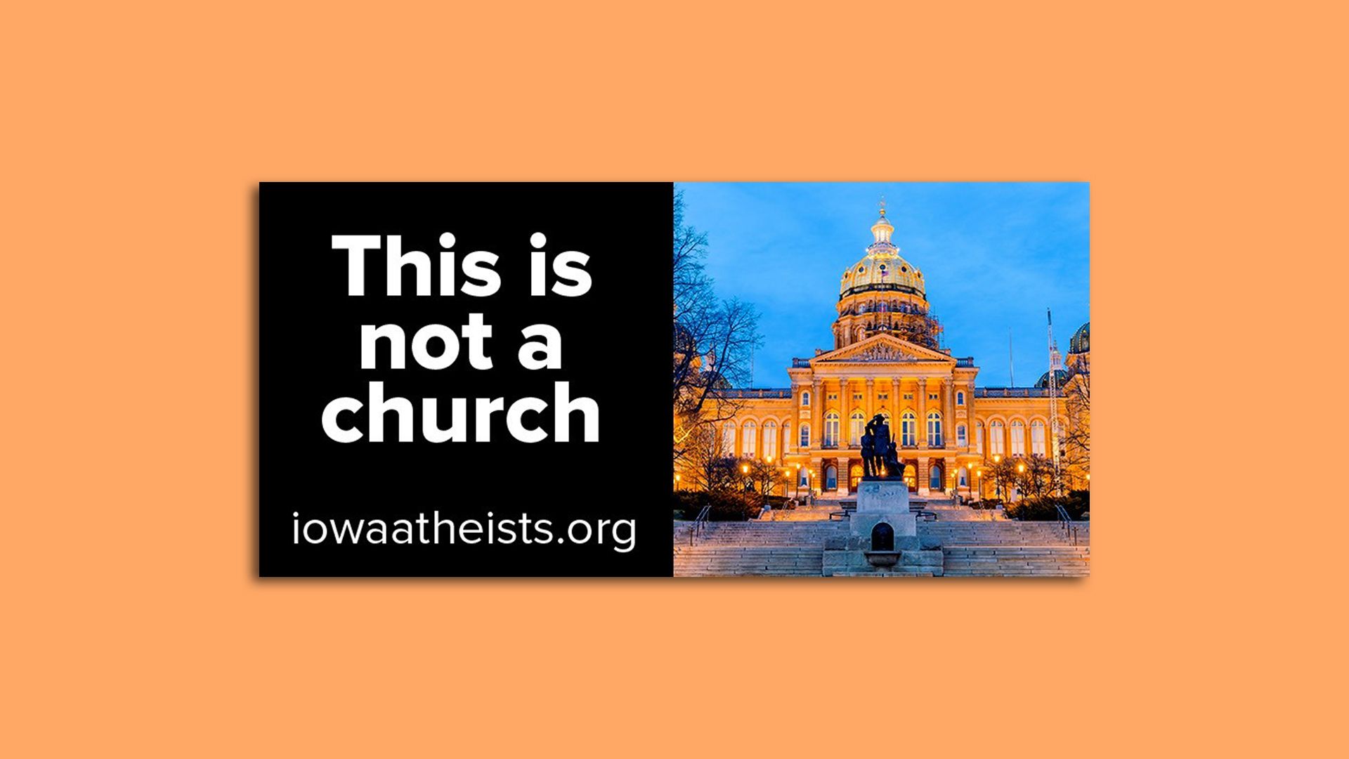 A photo of a billboard ad from an Iowa atheist organization.