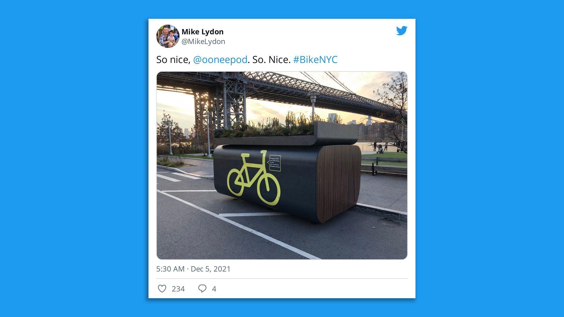 A secure bike and scooter parking pod.