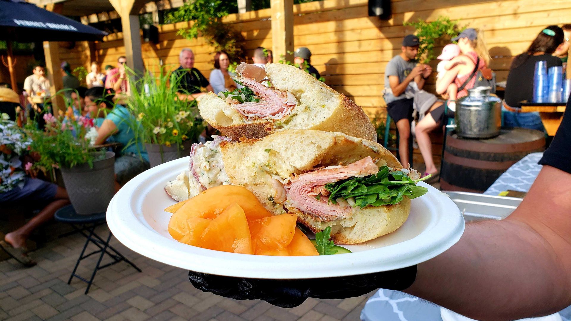 Plate in front of patio