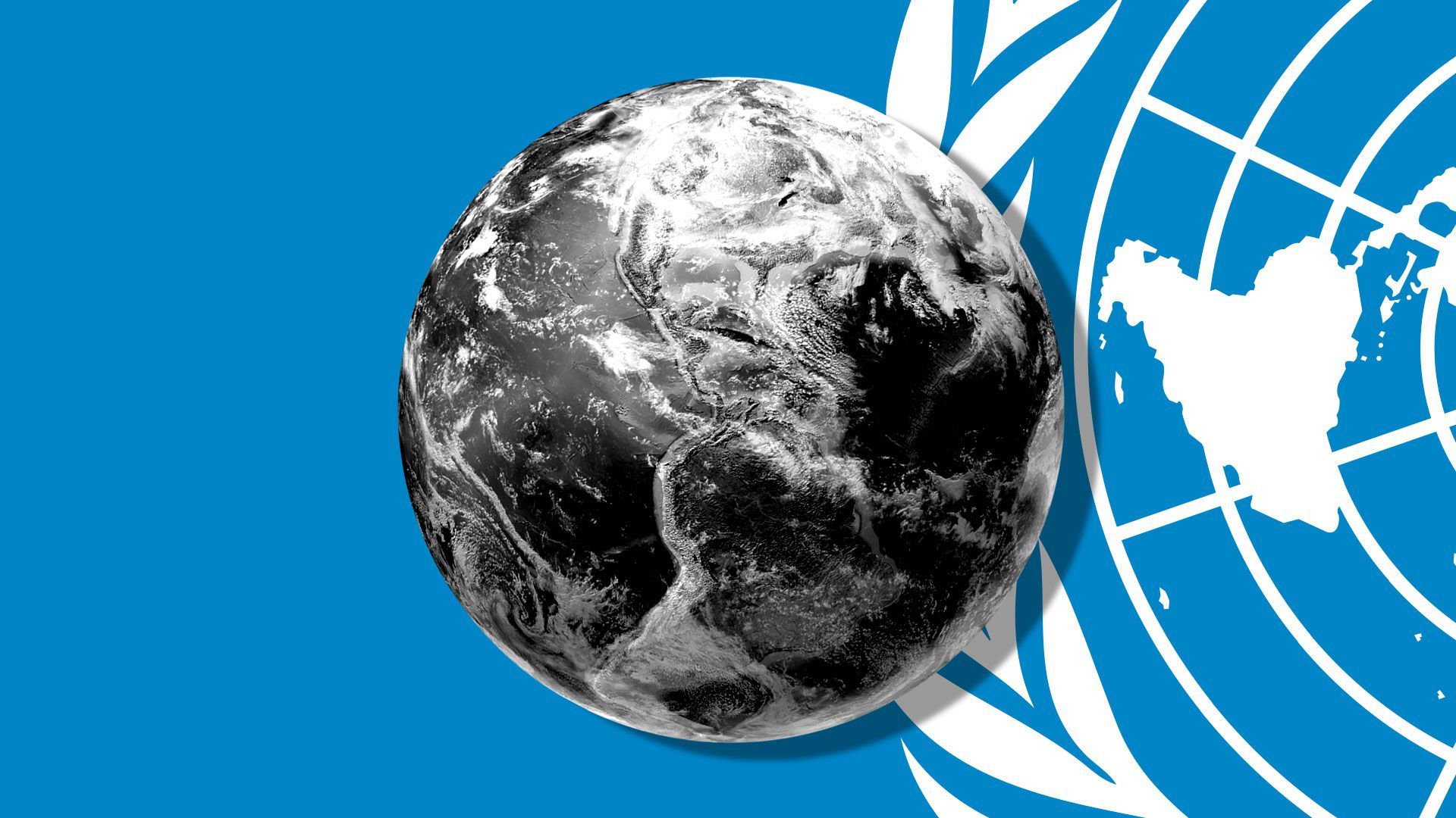 Illustration of globe on the United Nations flag