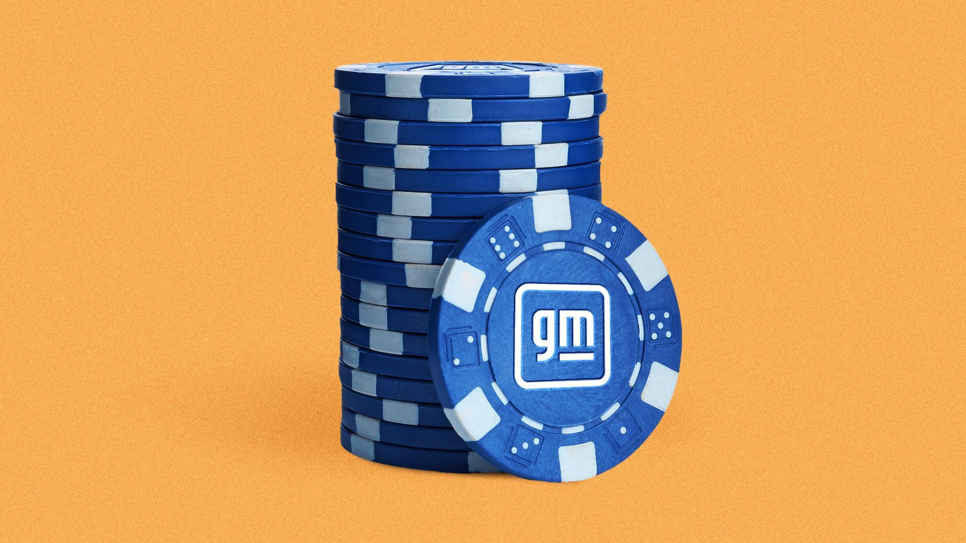 an illustration of poker chips designed to look like GM logo
