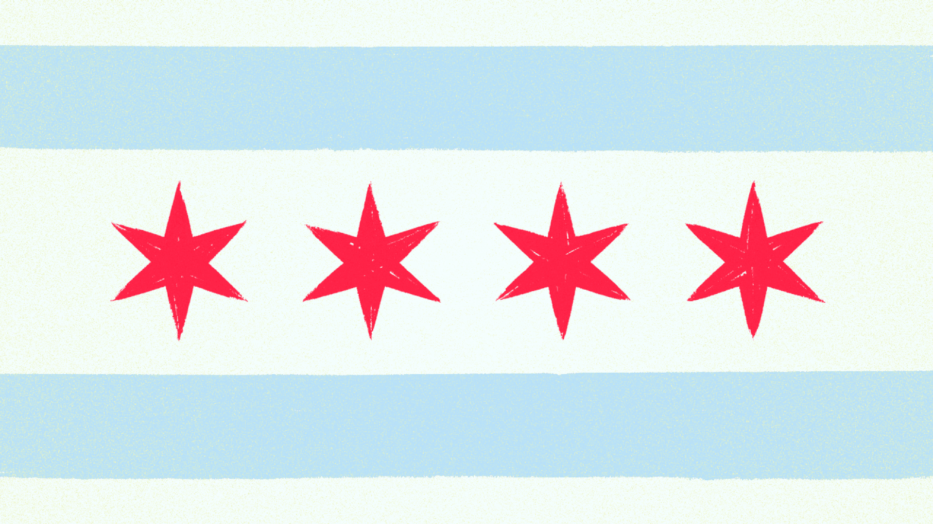 Illustration of the Chicago flag with the stars changing into the words "Tips and Hot Links."