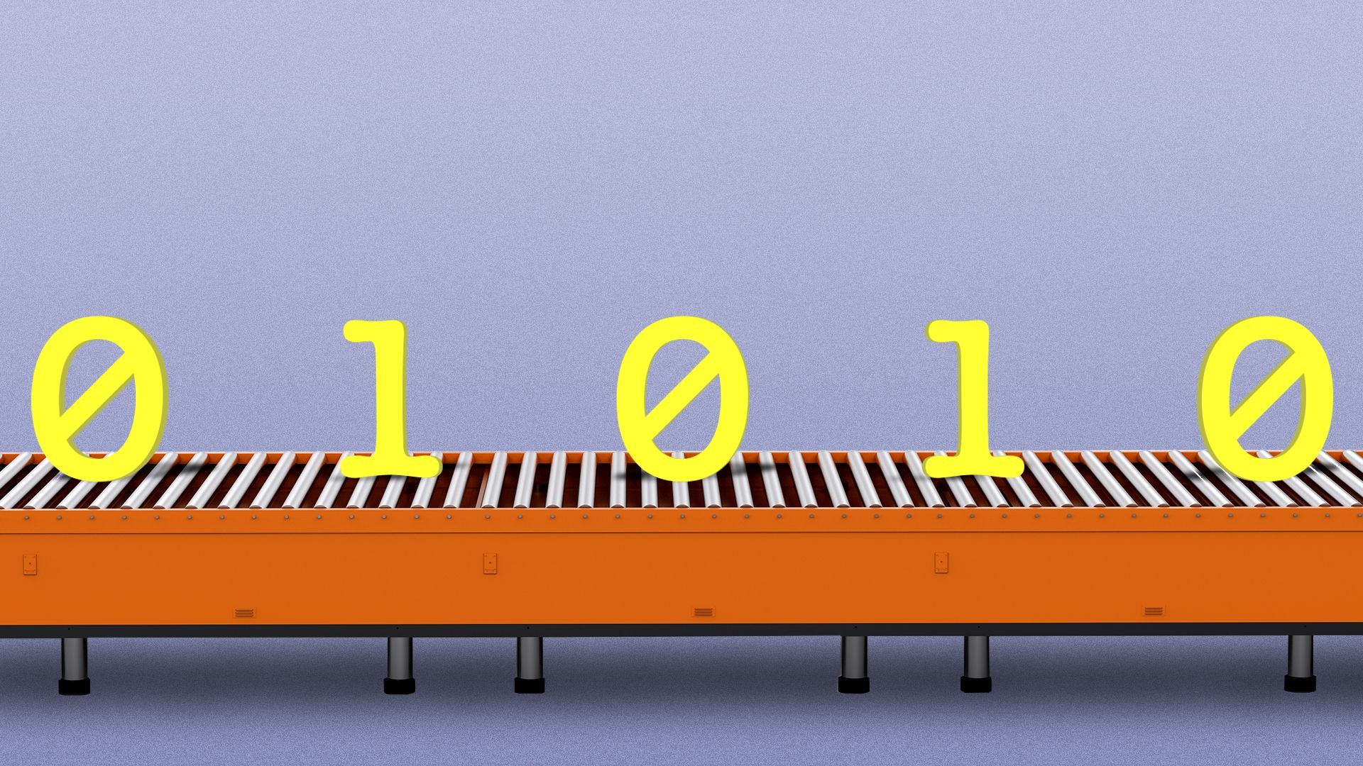 Illustration of binary code on a conveyor belt