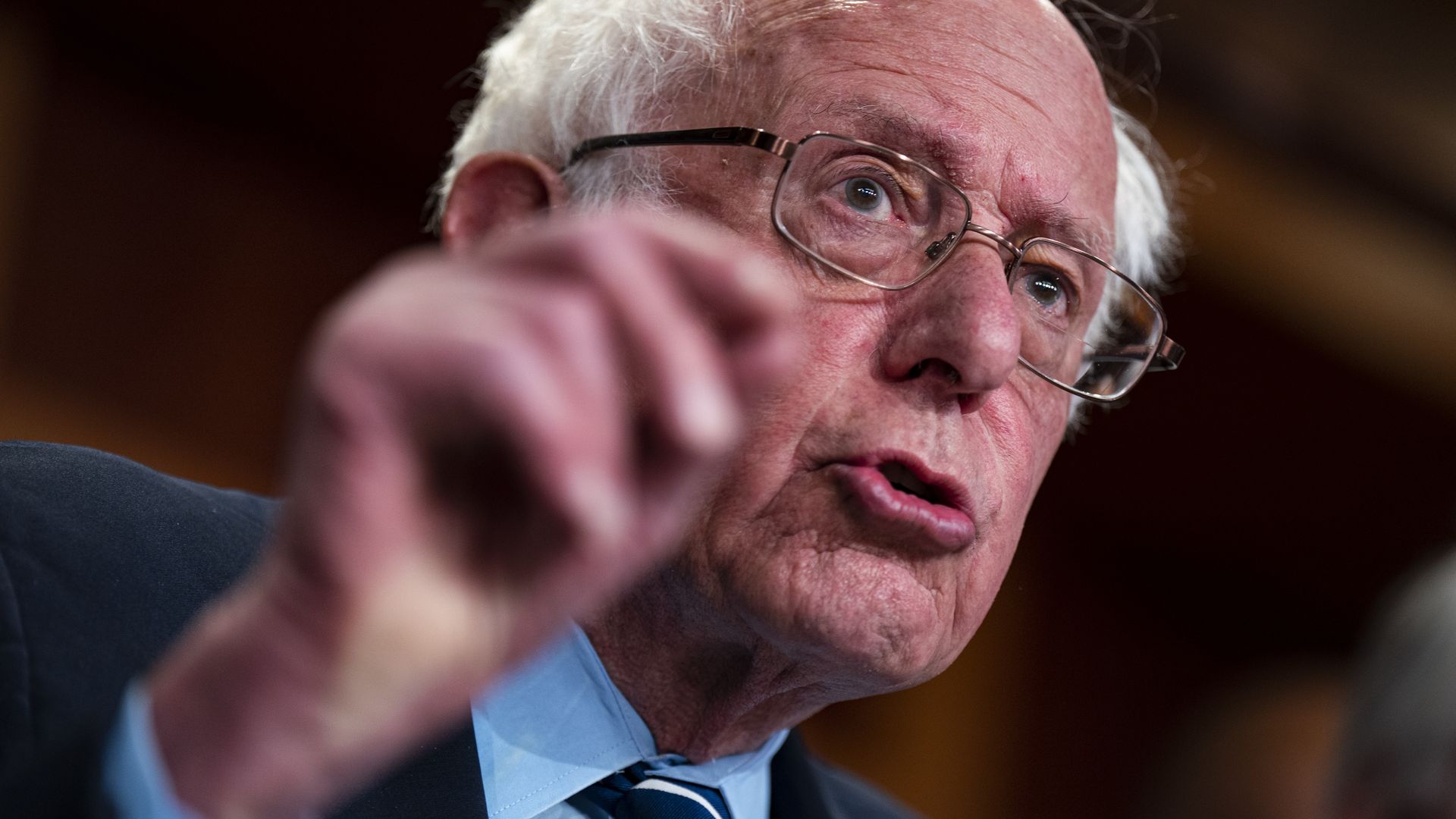 Senator Bernie Sanders speaks at a press conference
