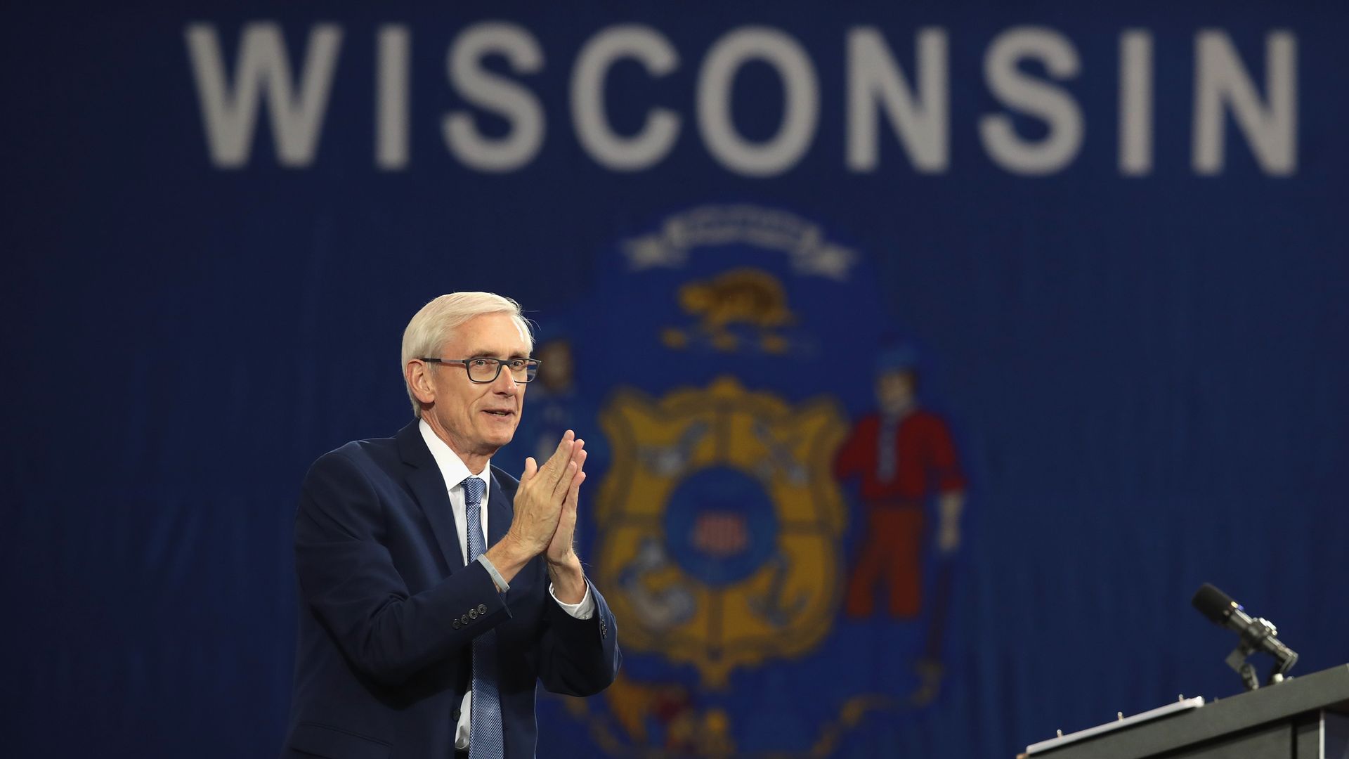 Tony Evers, now governor of Wisconsin, at a rally in 2018.