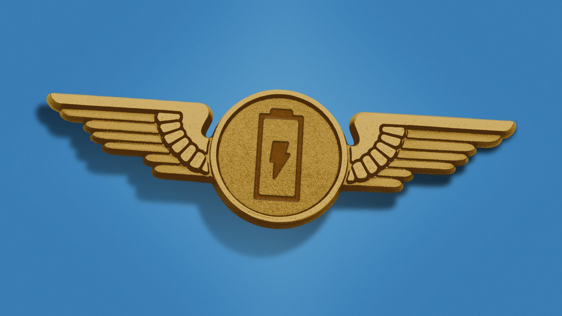 Illustration of pilot wings emblem with a symbol of a charging battery.