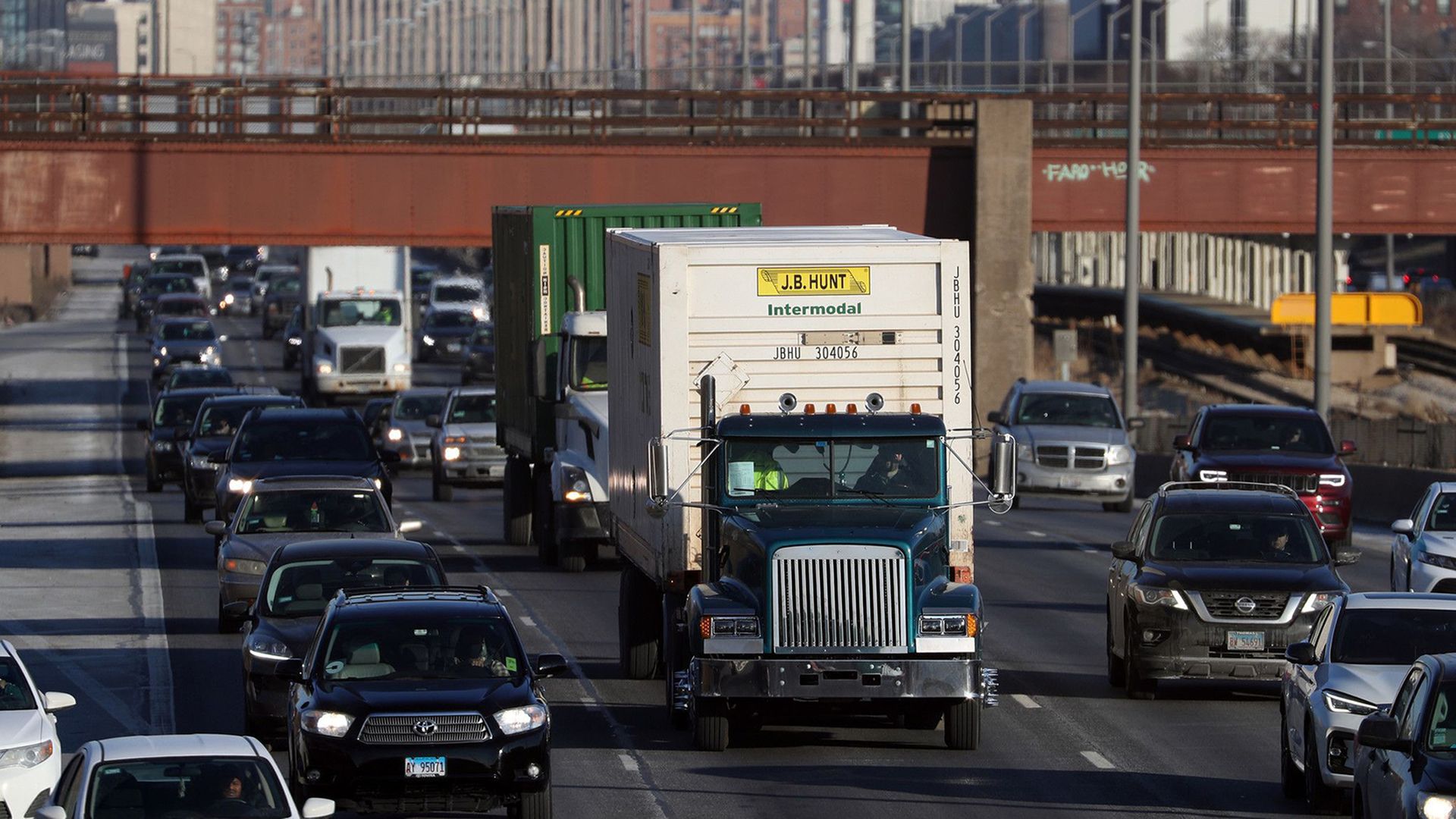 Trucks on highway