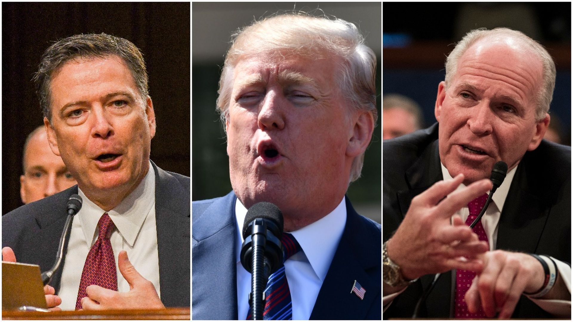 From left: James Comey, President Trump, John Brennan. 