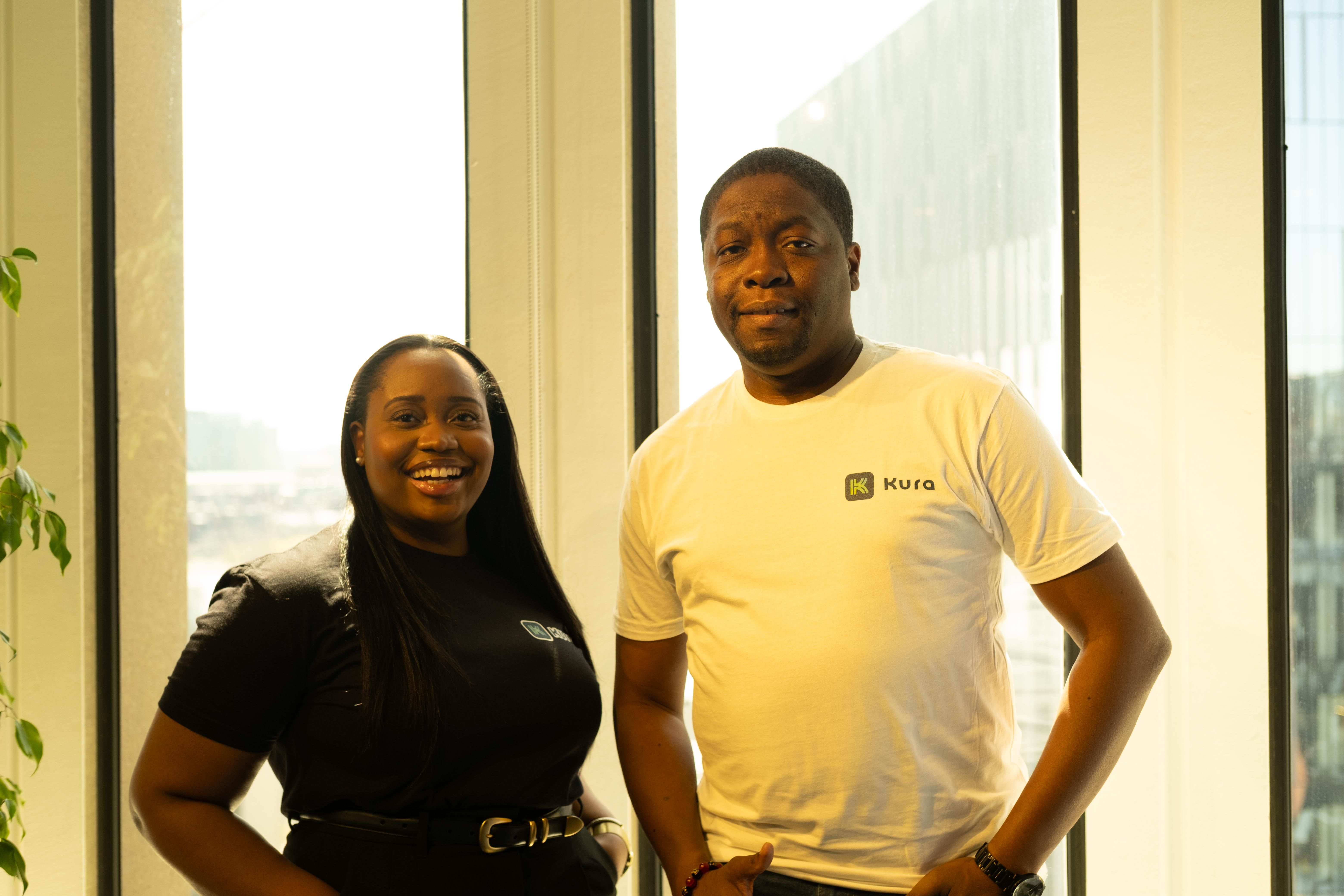 Kura cofounders pose for a photo: CEO Stephanie Joseph on the left and COO Clifford Nau on the right.