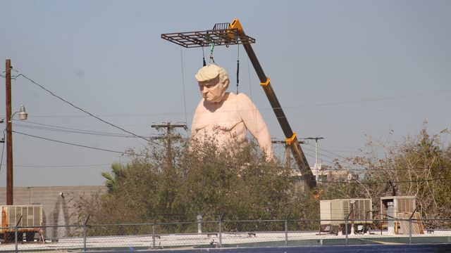 Giant nude Trump effigy on display behind Phoenix dispensary - Axios
