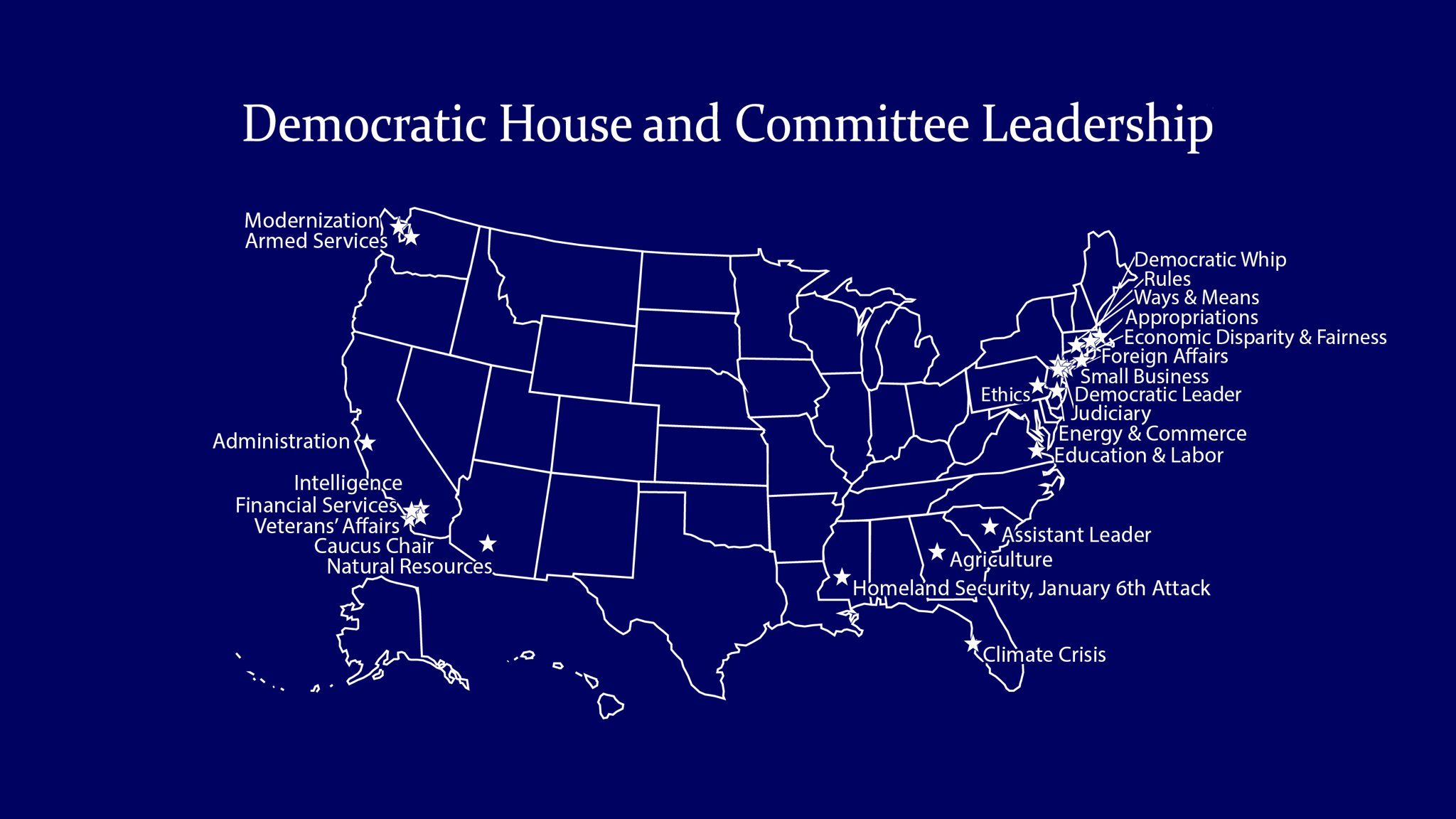Map of Dem committee and caucus chairs