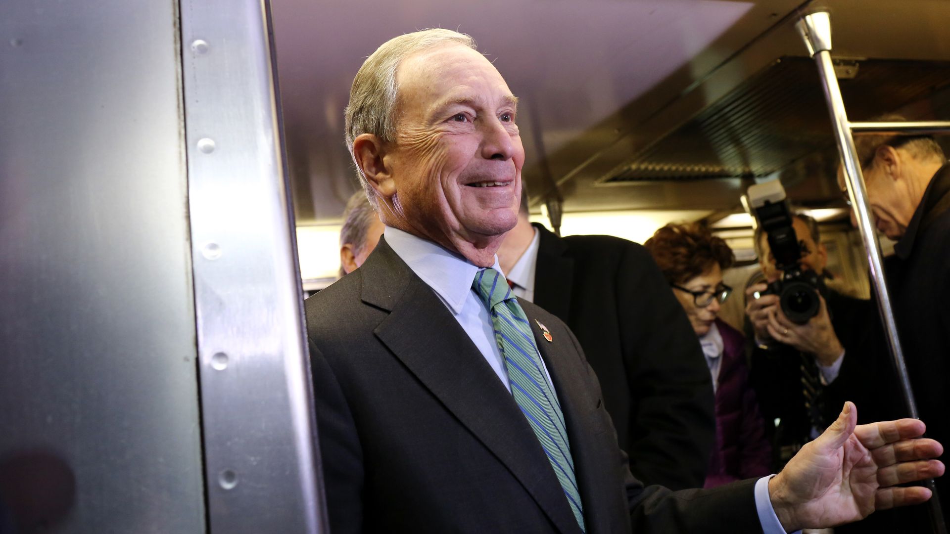 Mike Bloomberg takes the subway