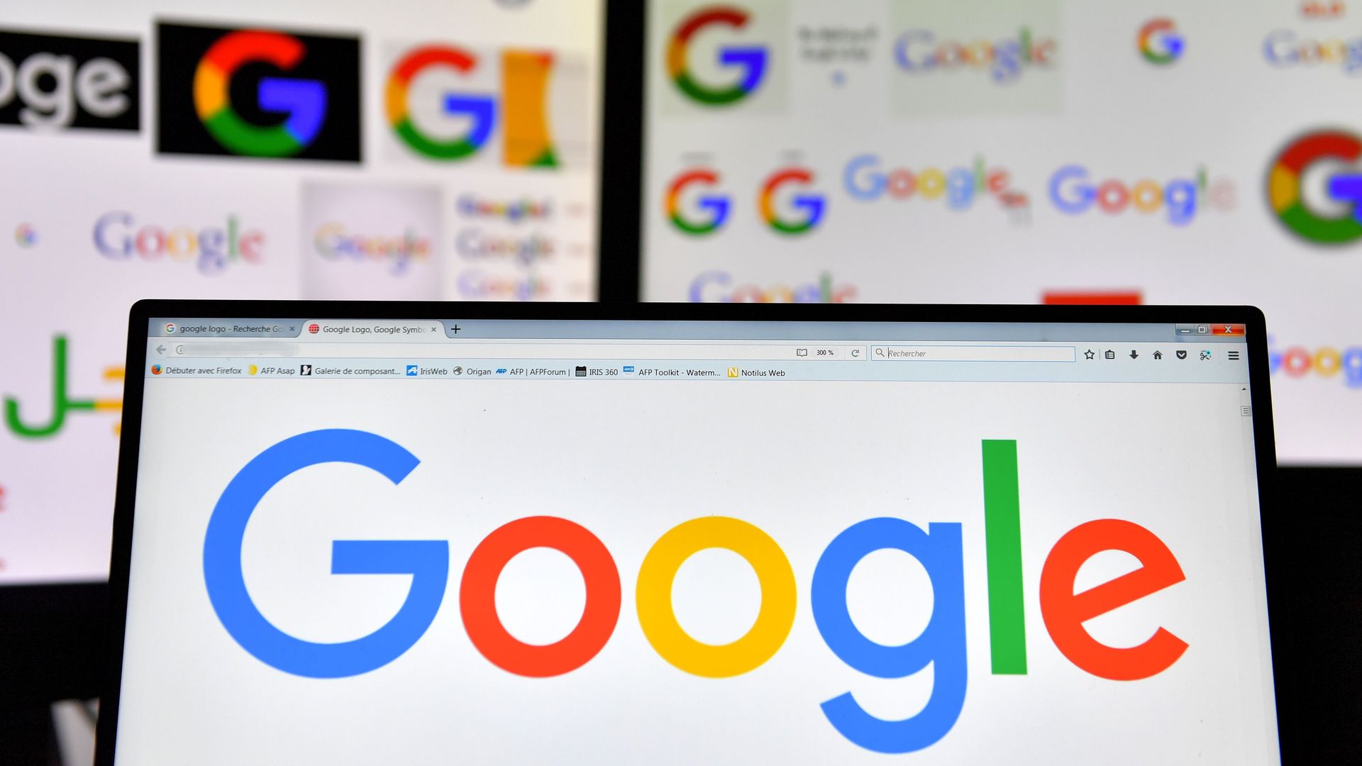 Photo of Google logo on a screen