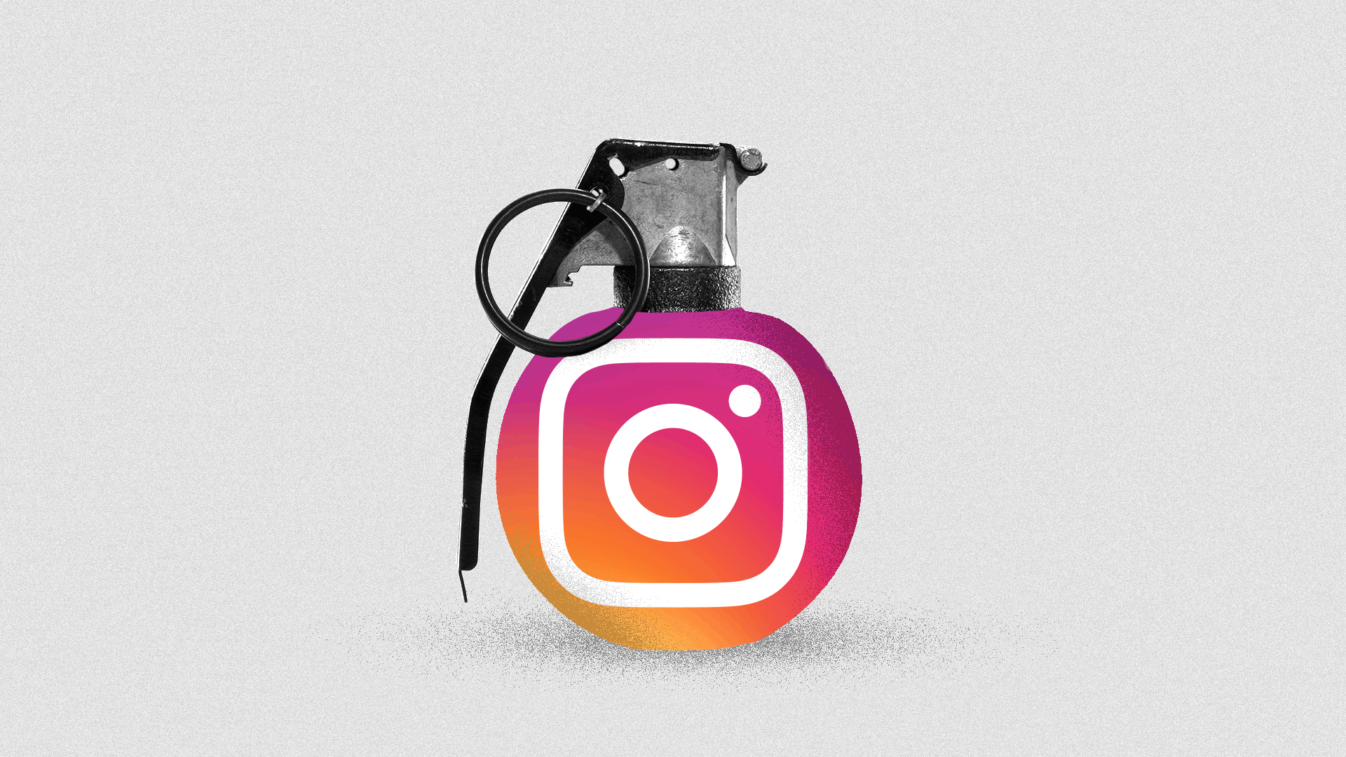 Illustration of the Instagram app logo as a grenade.