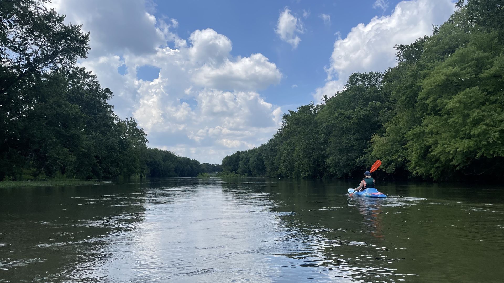 A kayaker on a river