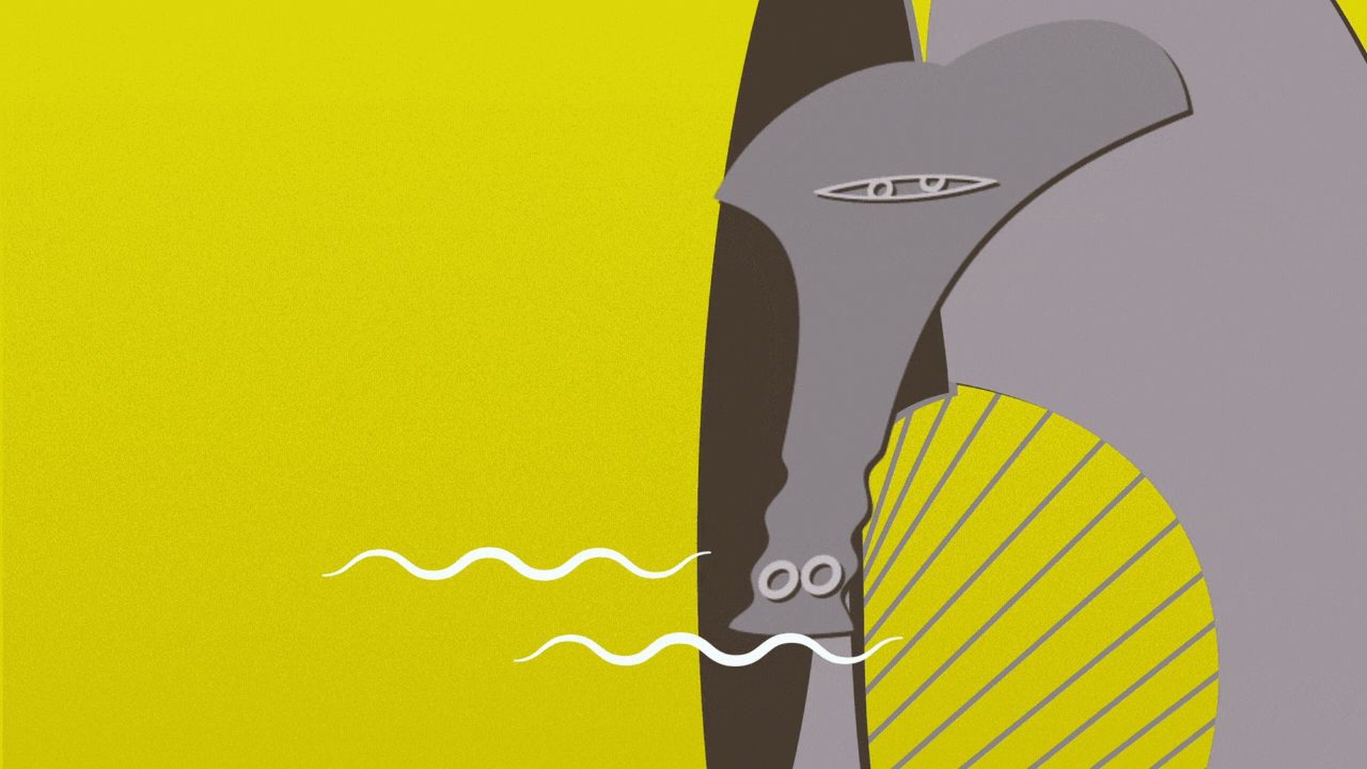 Illustration of the Daley Plaza Picasso statue in Chicago smelling something.