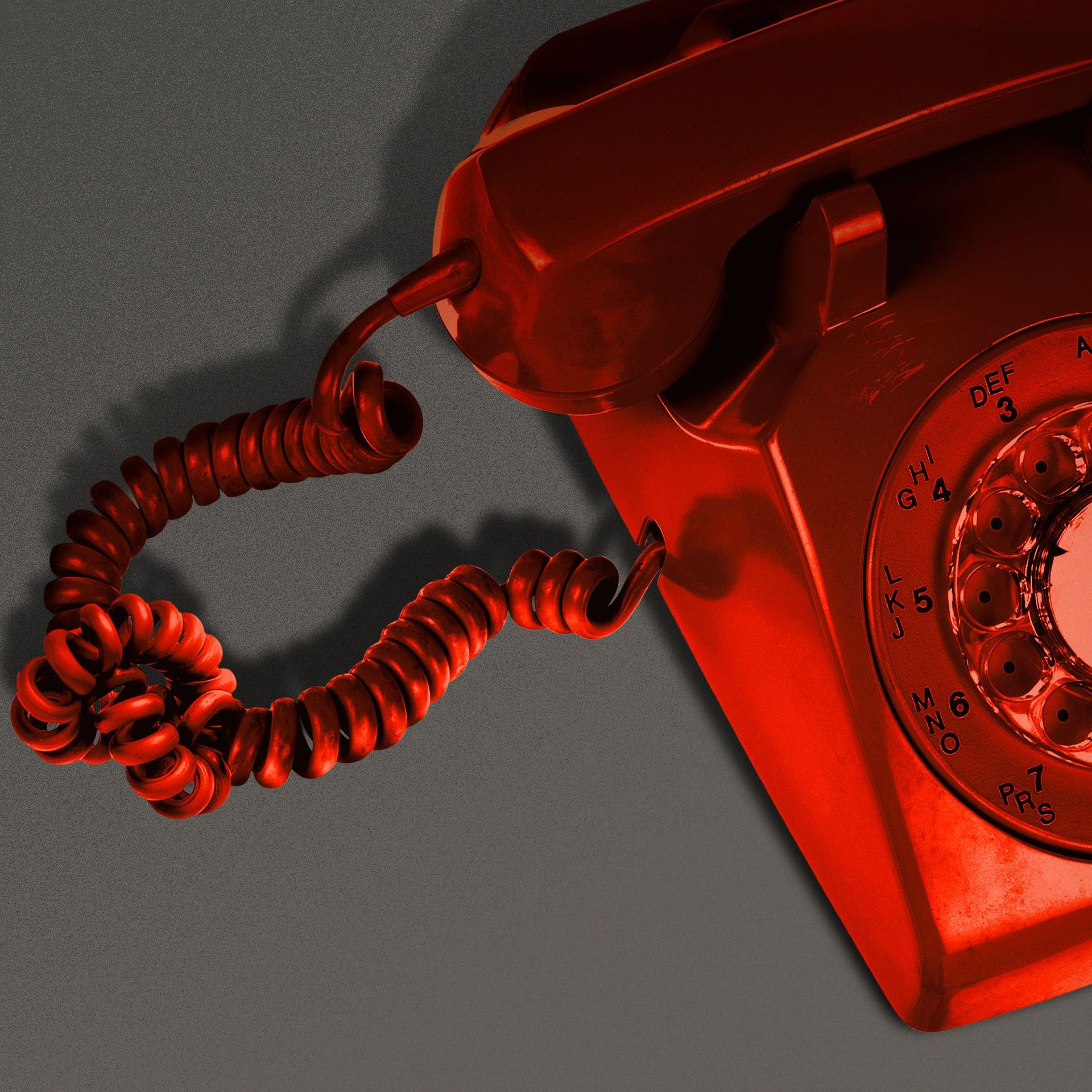 Illustration of a rotary phone with a knot in the wire.