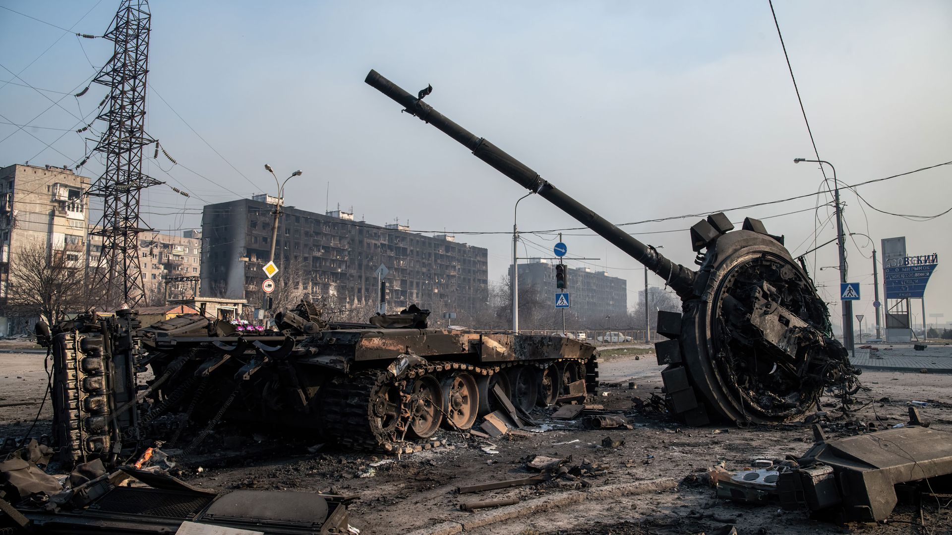 Destroyed Russian tank