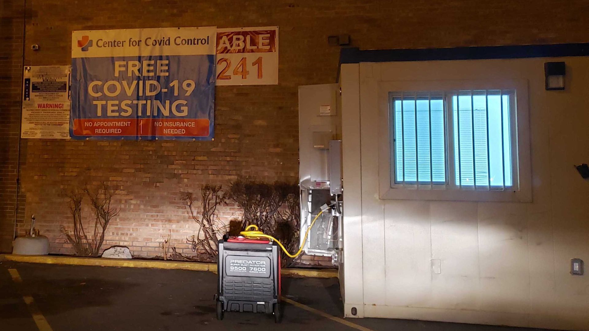 Testing site in a parking lot.