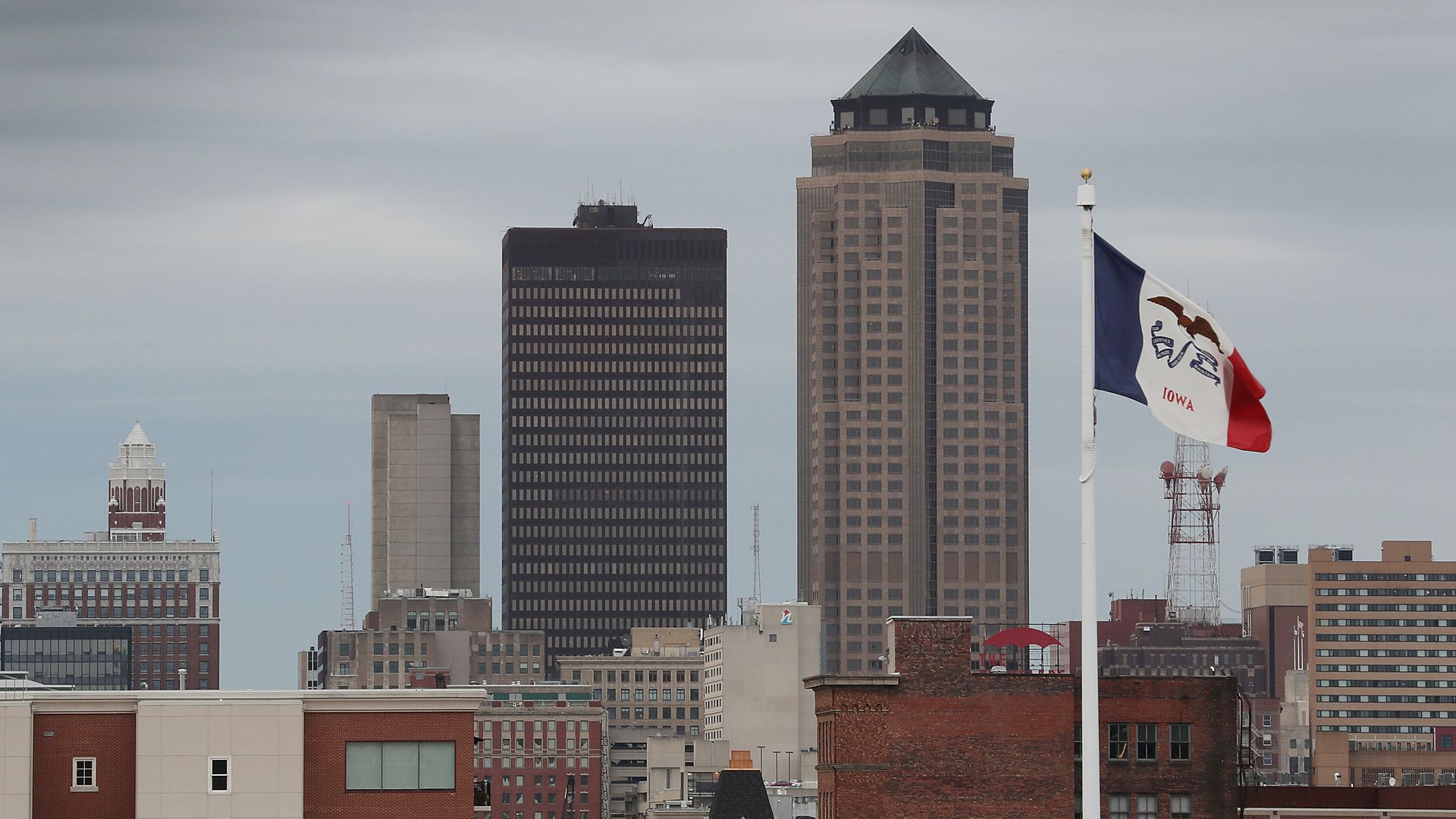 The skyline of Des Moines, Iowa.