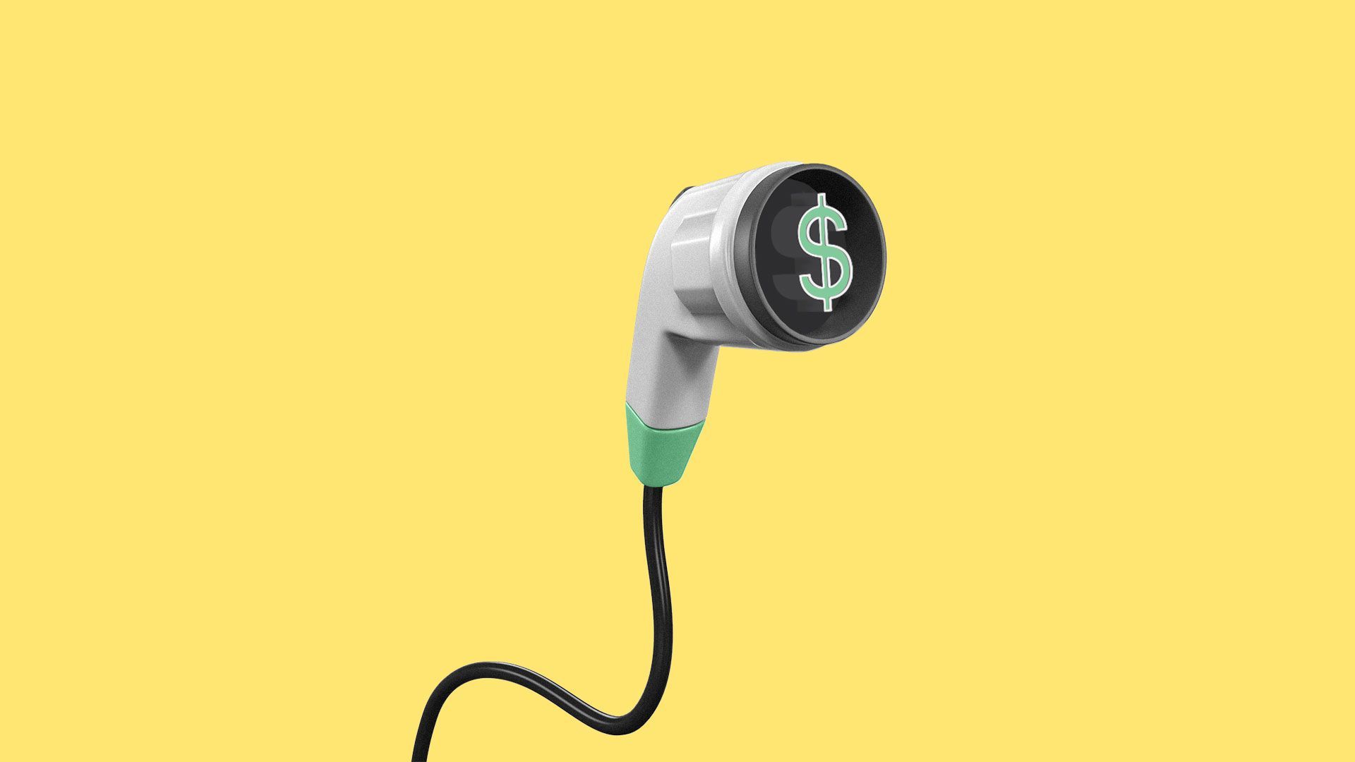 Illustration of an electric vehicle charger with a dollar sign.