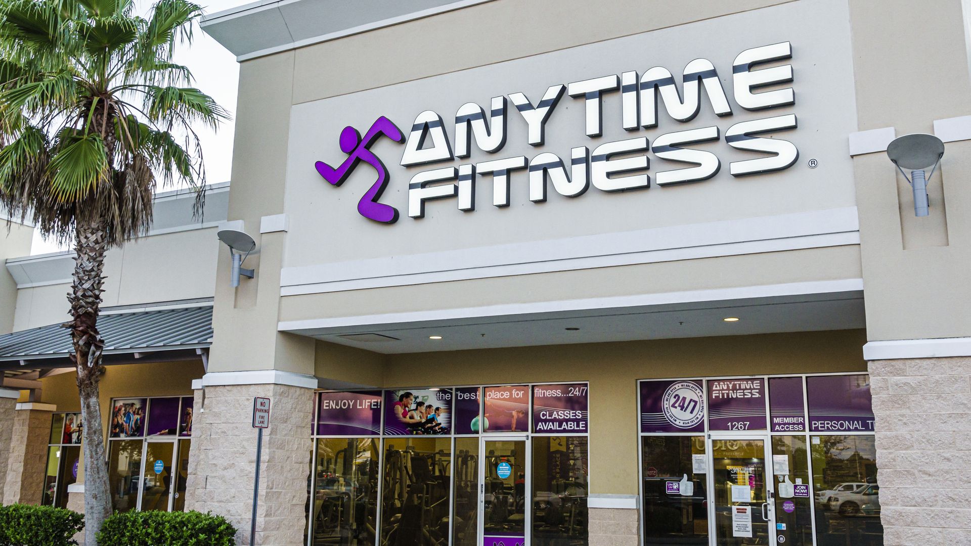 The storefront of an Anytime Fitness 