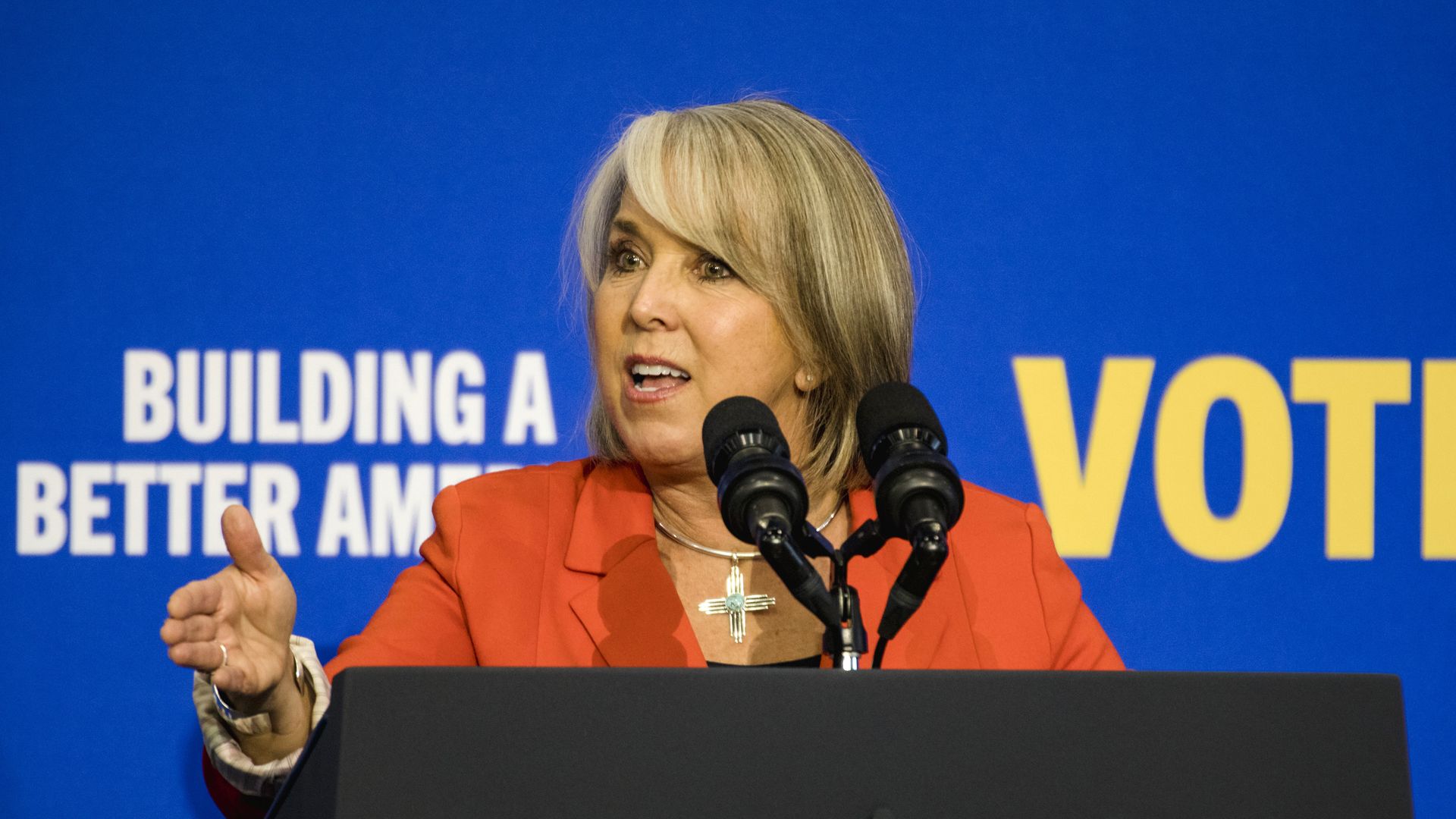 Michelle Lujan Grisham, governor of New Mexico, speaks during a New Mexico Democrats rally with US President Joe Biden in Albuquerque, New Mexico, US, on Thursday, Nov. 3, 2022.