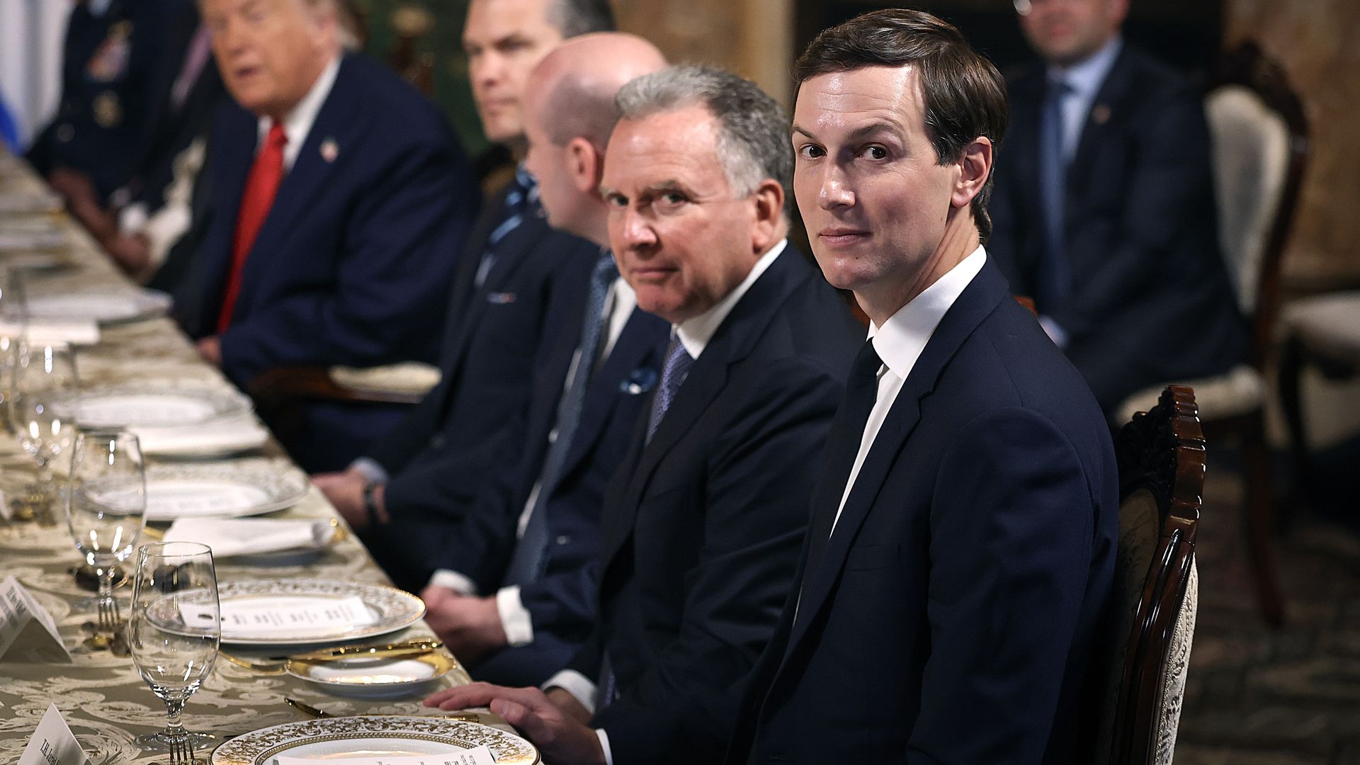 Steve Witkoff, U.S. special envoy to the Middle East, and Jared Kushner attend a luncheon hosted by President Trump at his Mar-a-Lago club.