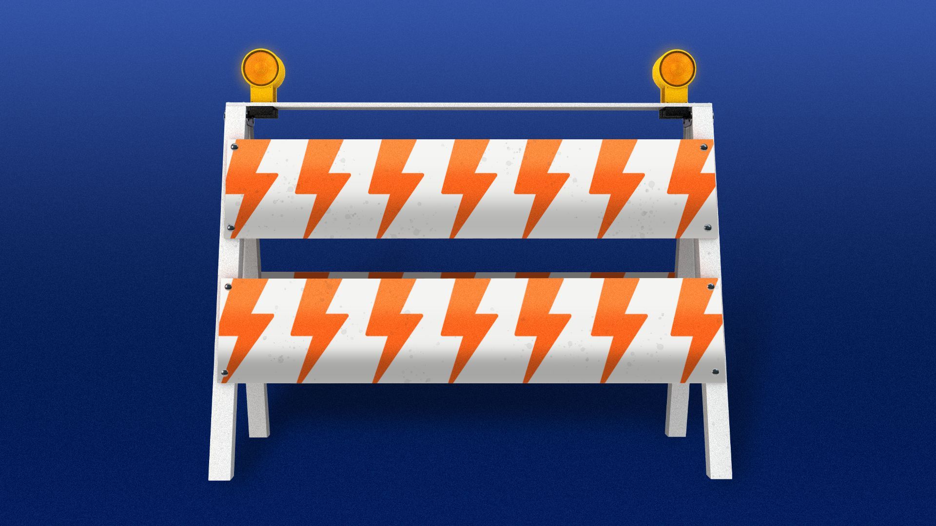 Illustration of a road barrier with lightning bolts for stripes