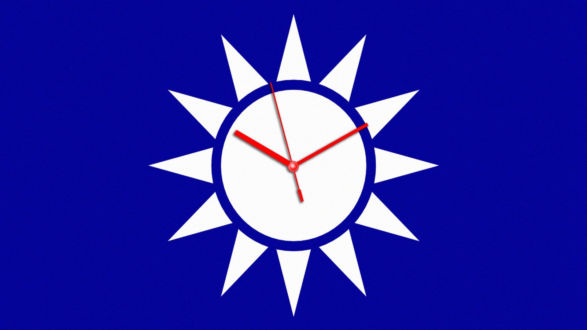 Illustration of Taiwan's flag symbol as a clockface