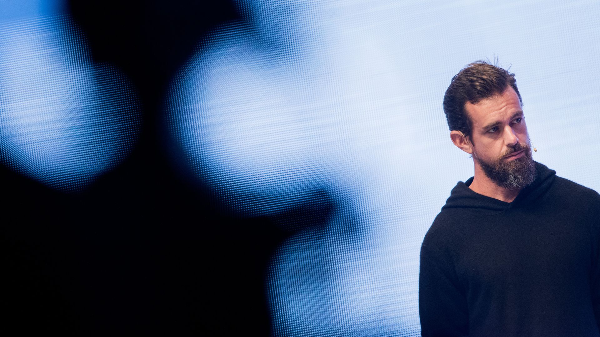 Jack Dorsey looks sad in a corner of the photo