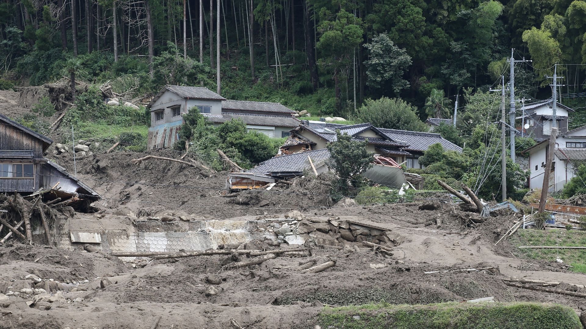 The site of a landslide caused by heavy rain in Kanzaki City, Saga Prefecture on August 15