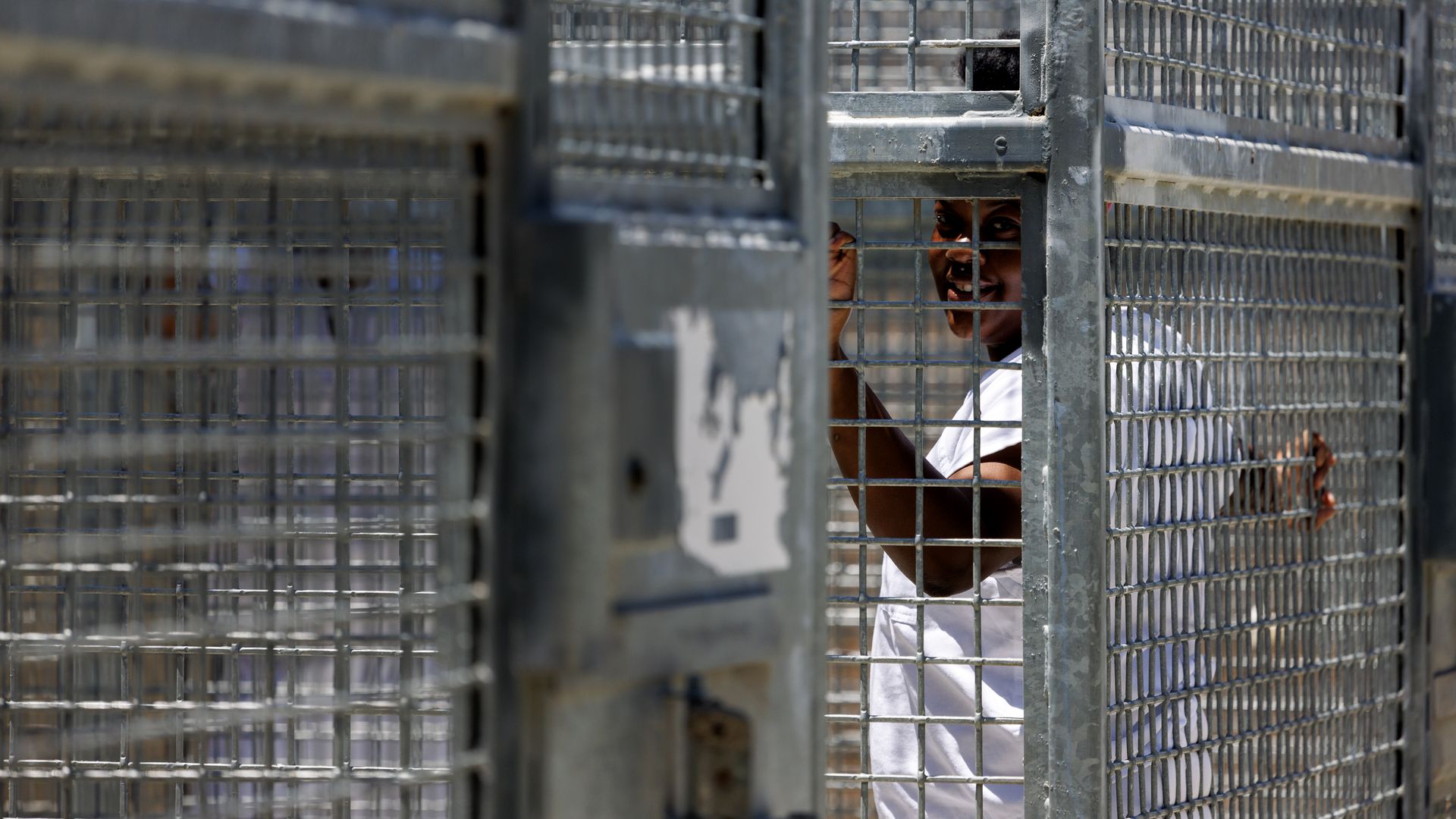 CHOWCHILLA, CA - JUNE 18, 2024: A caged outdoor area once used to exercise death row inmates, is now used to discipline unruly and disruptive general population women prisoners at the Central California Women's Facility on June 18, 2024 in Chowchilla, California. (Gina Ferazzi / Los Angeles Times vi