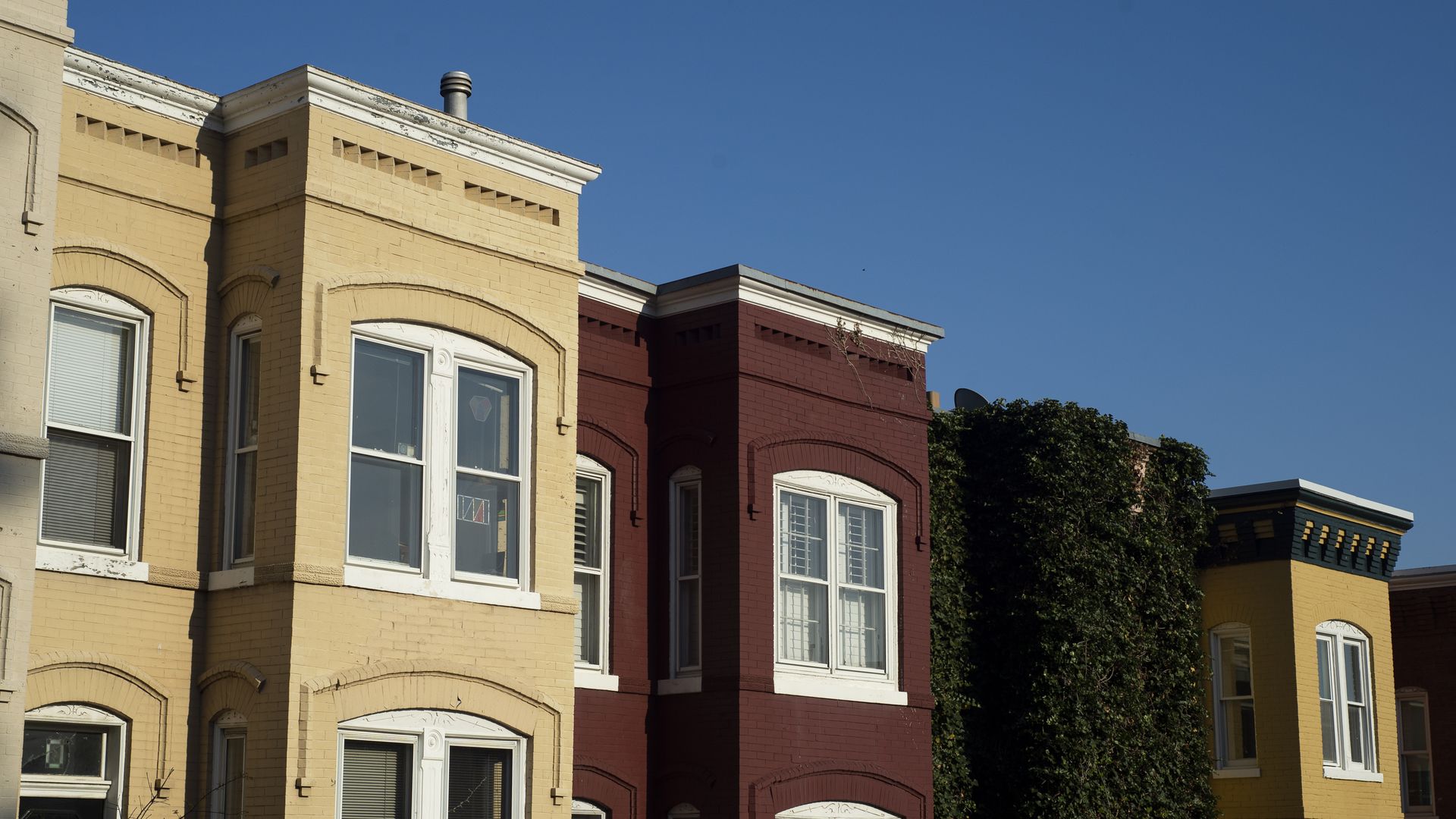 A string of D.C. rowhomes.