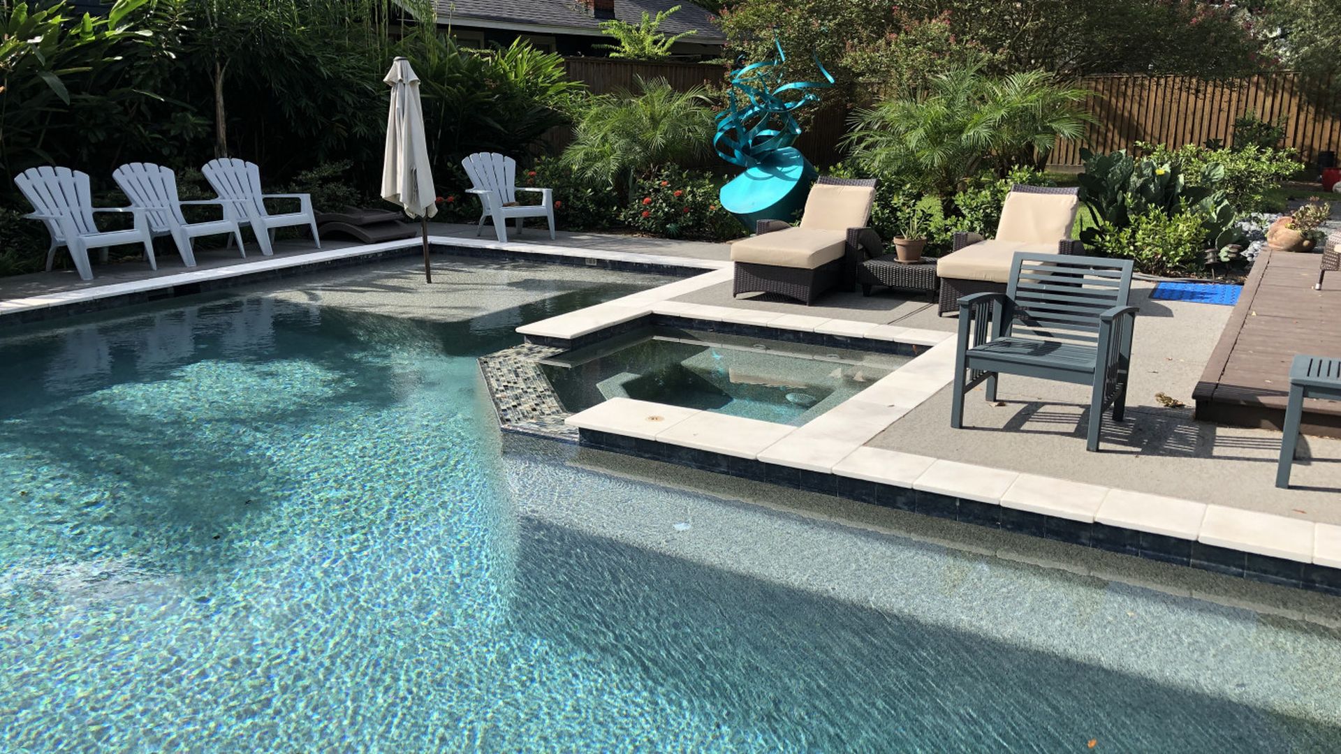 backyard pool and spa