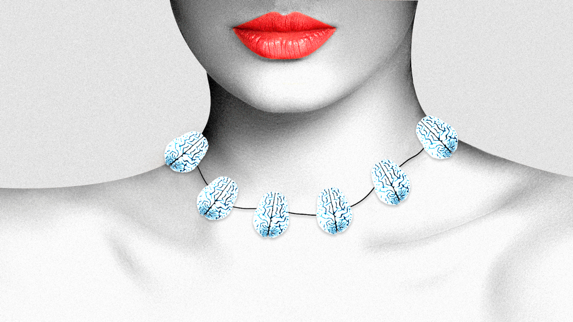 Illustration of a glitching necklace made out of brains