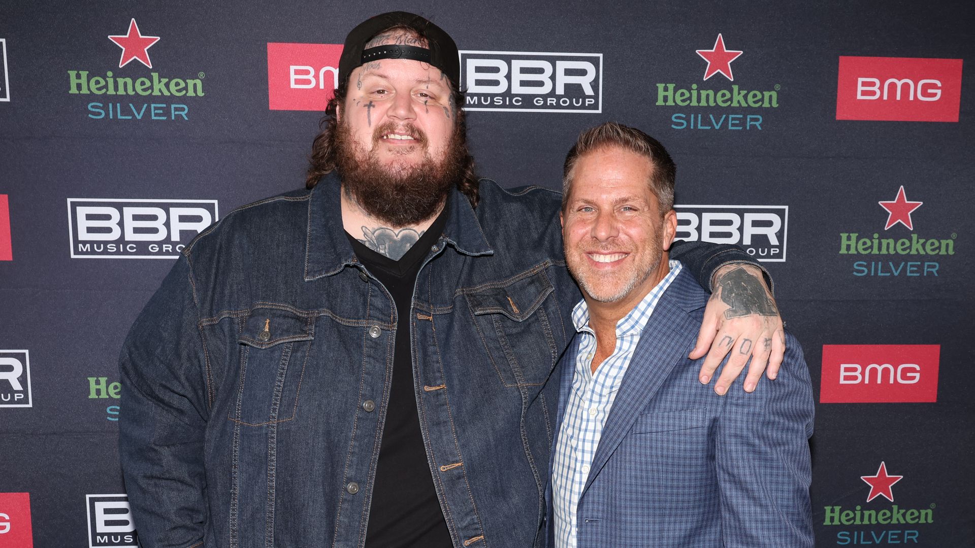 Jelly Roll and Jon Loba at the BBR Brunch at the ACM Awards held at Stonebriar Country Club on May 11, 2023 in Frisco, Texas.