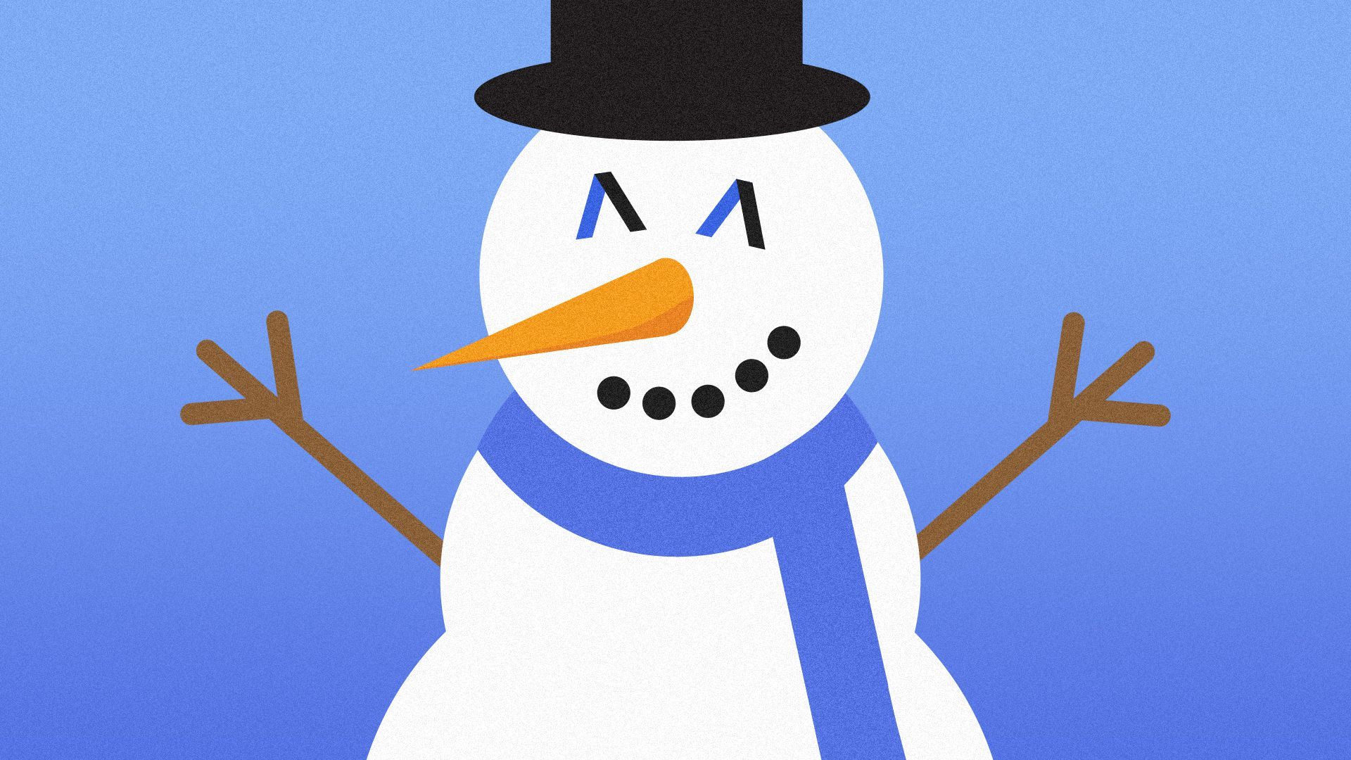 Illustration of a snowman with Axios logos for eyes.