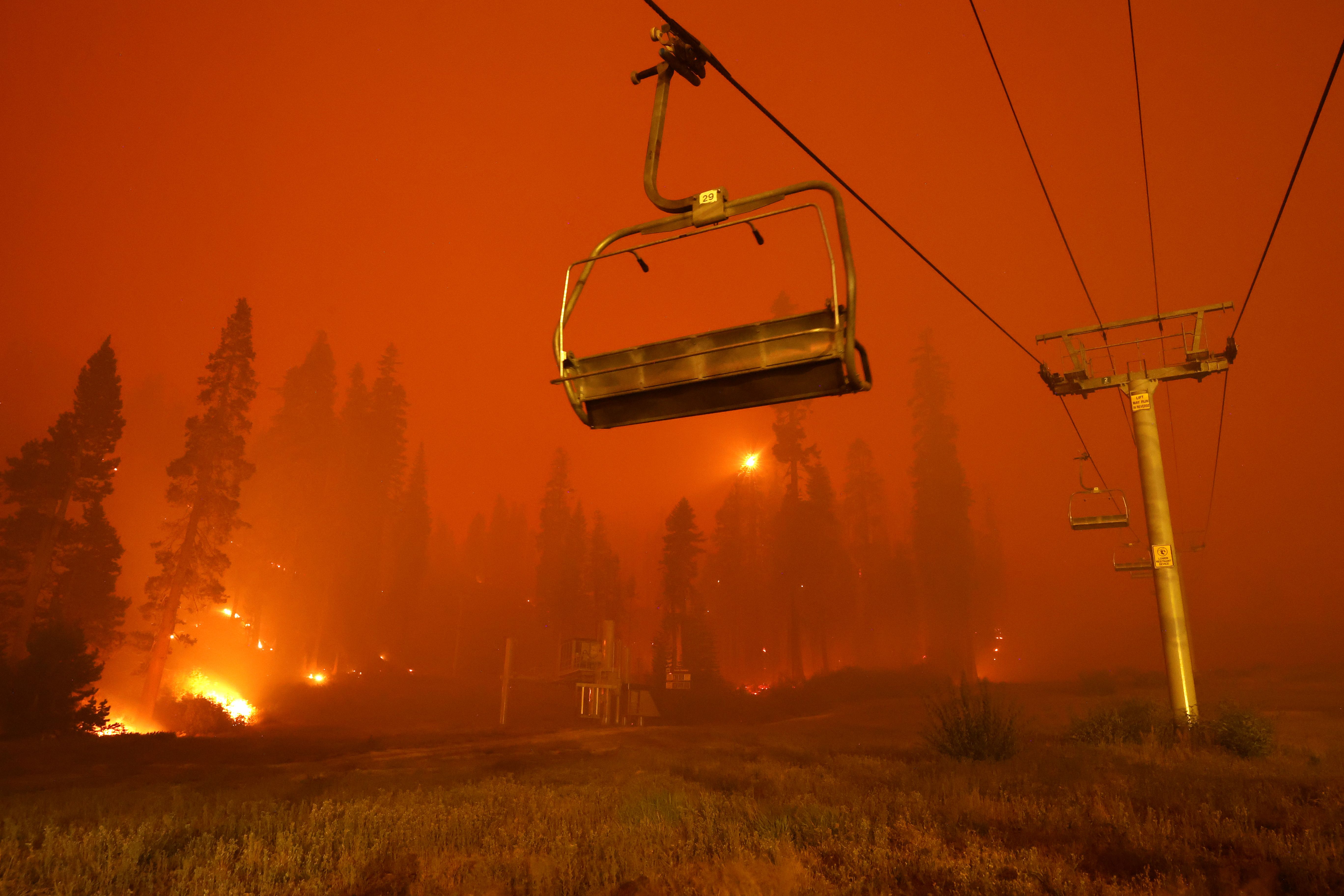 Ski resort on fire