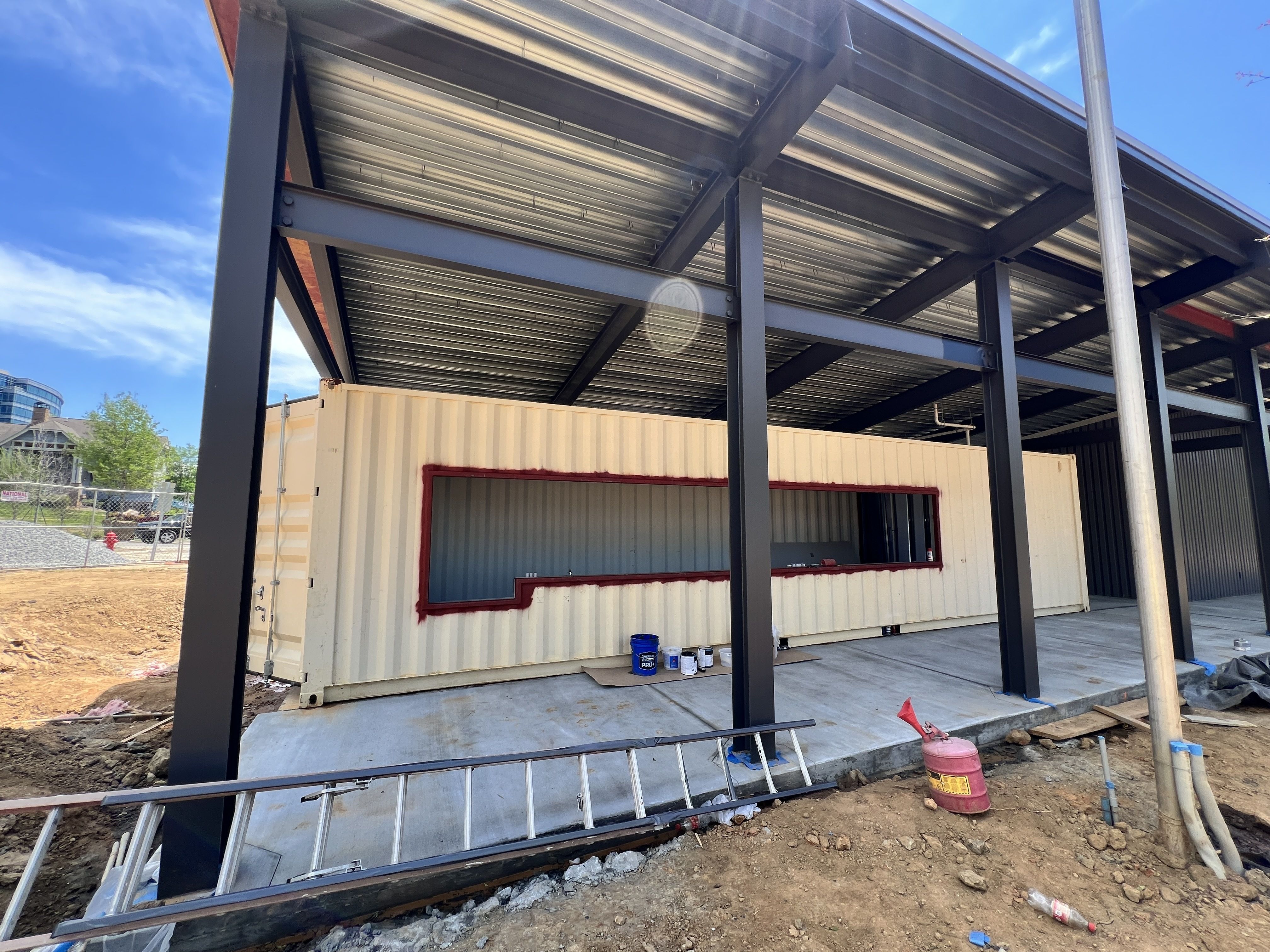 shipping container turned into a pop up window