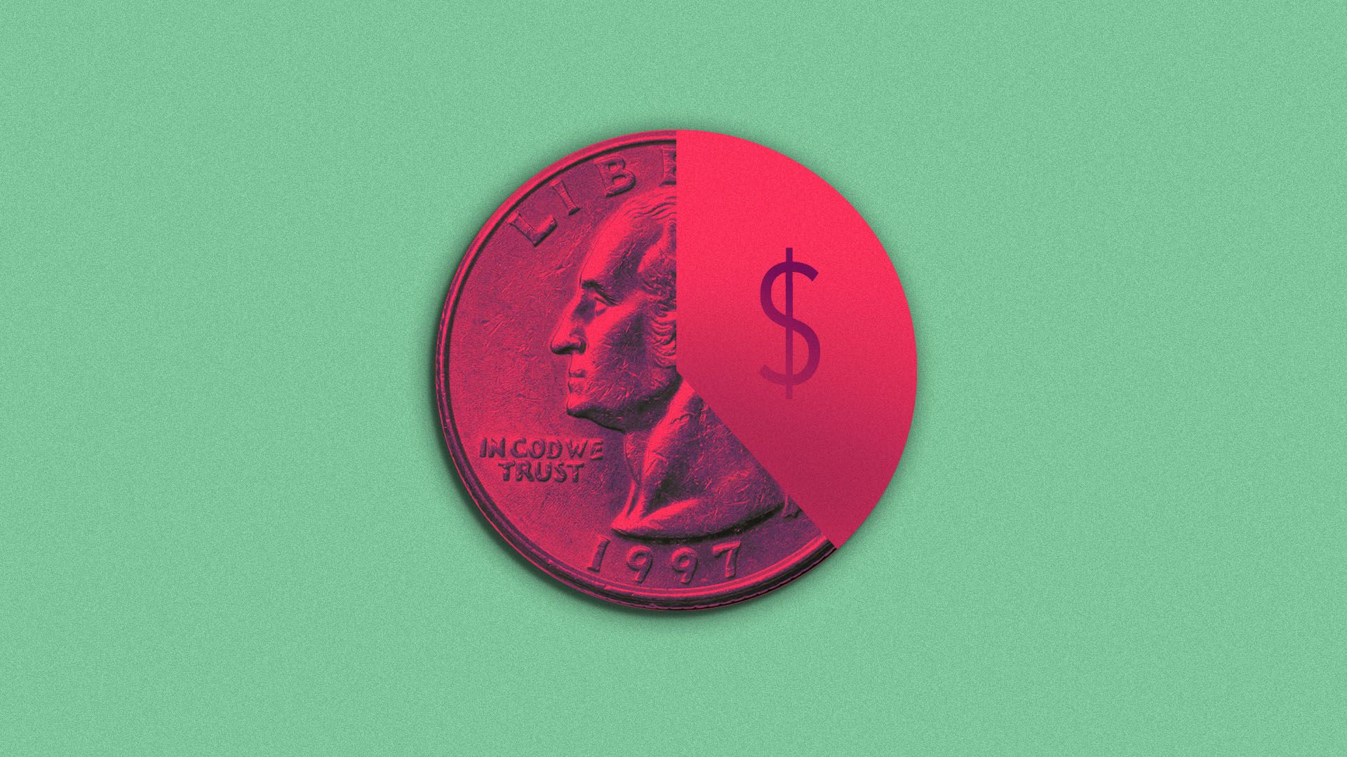 Illustration of a quarter as a pie chart