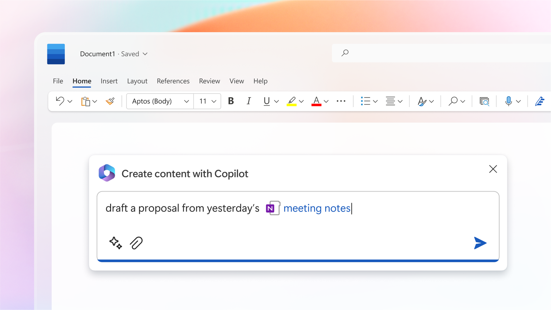 A sample image of Copilot inside Word