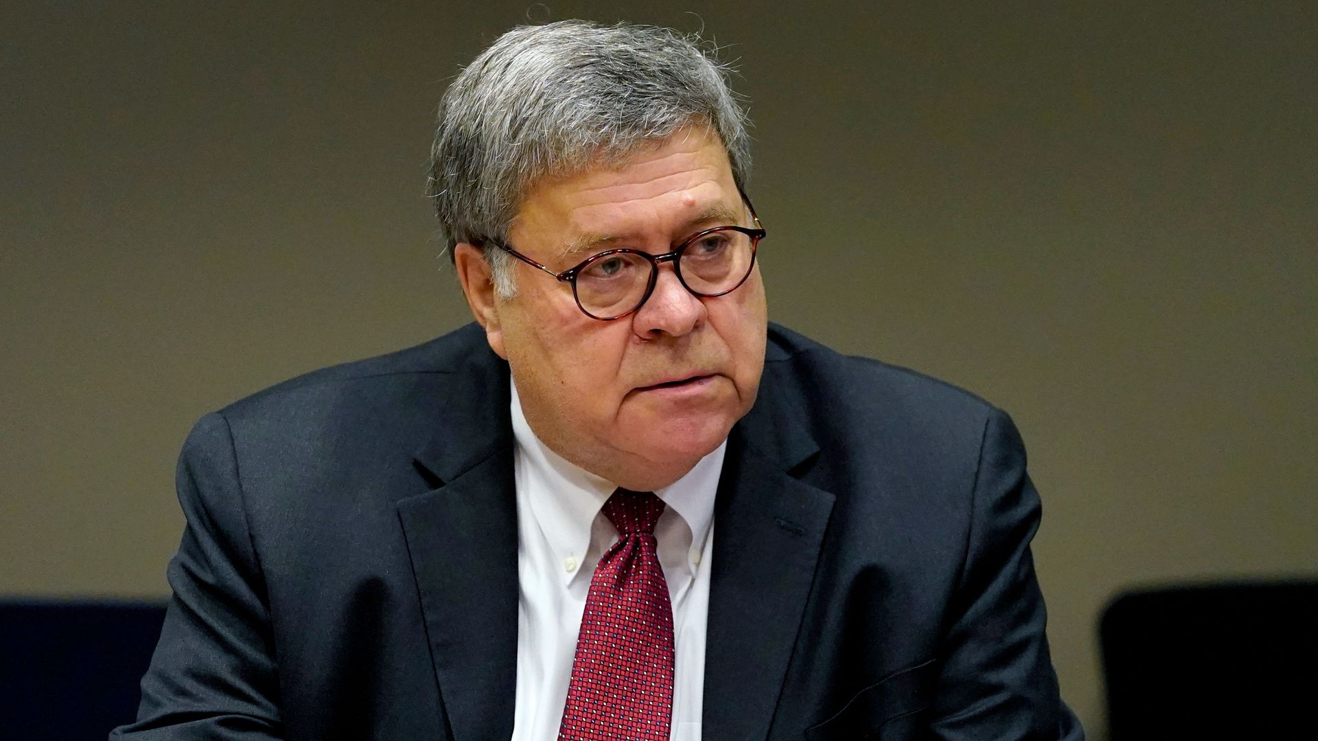 Attorney General William Barr, left, meets with members of the St. Louis Police Department, October 15