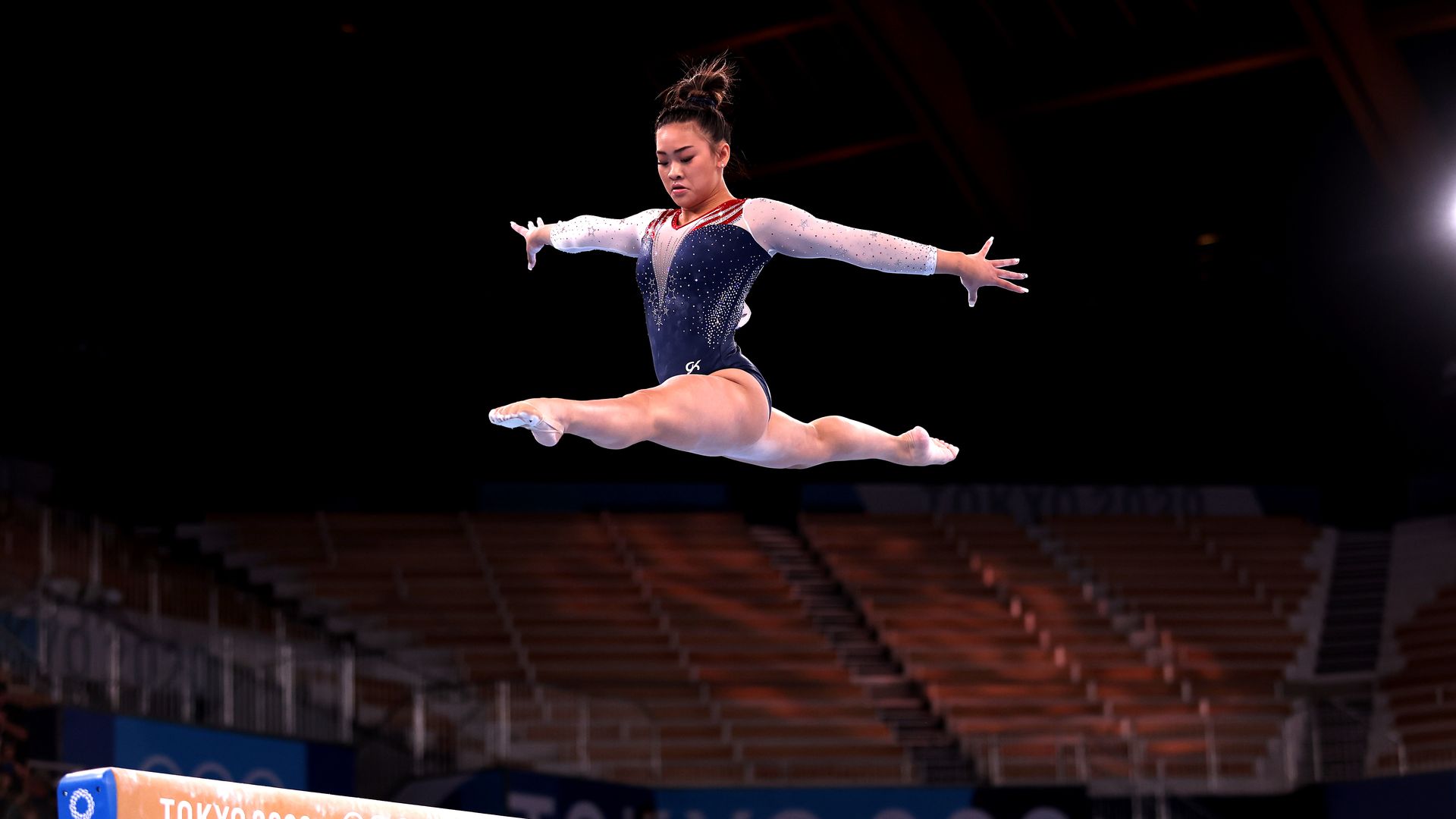 Sunisa Lee of Team United States competes on balance beam during the Women's All-Around Final on day six of the Tokyo 2020 Olympic Games