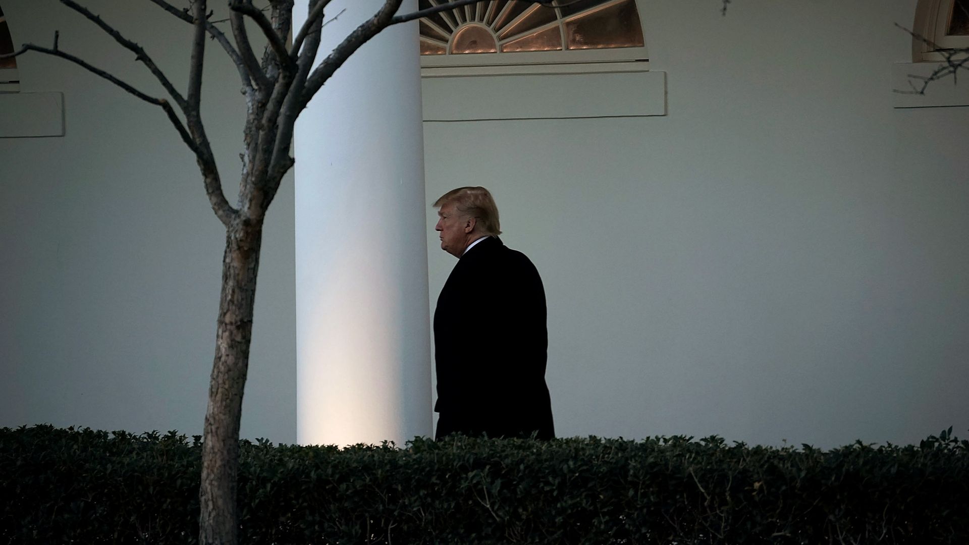 Trump walking into the White House