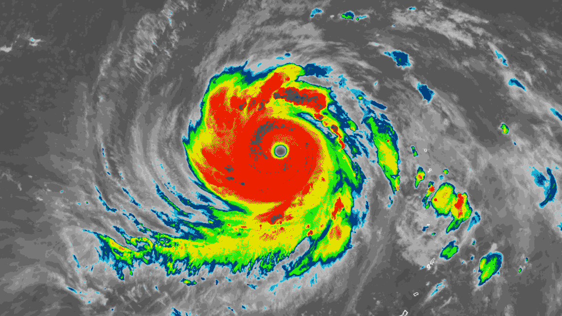 Satellite loop of Super Typhoon Jebi in the Western Pacific Ocean.
