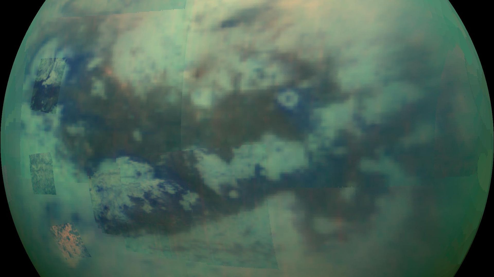 Titan in green, seen from above